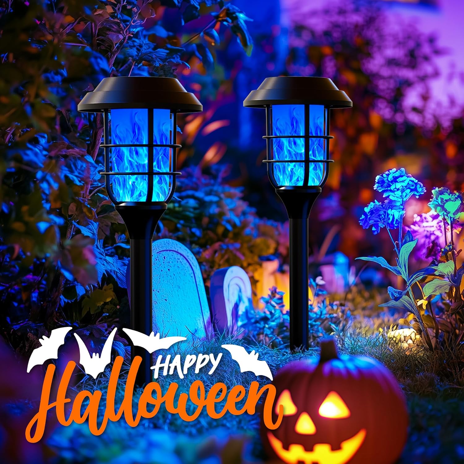 HMDecor Solar Lights Outdoor Halloween Decor, Solar Torch Light with