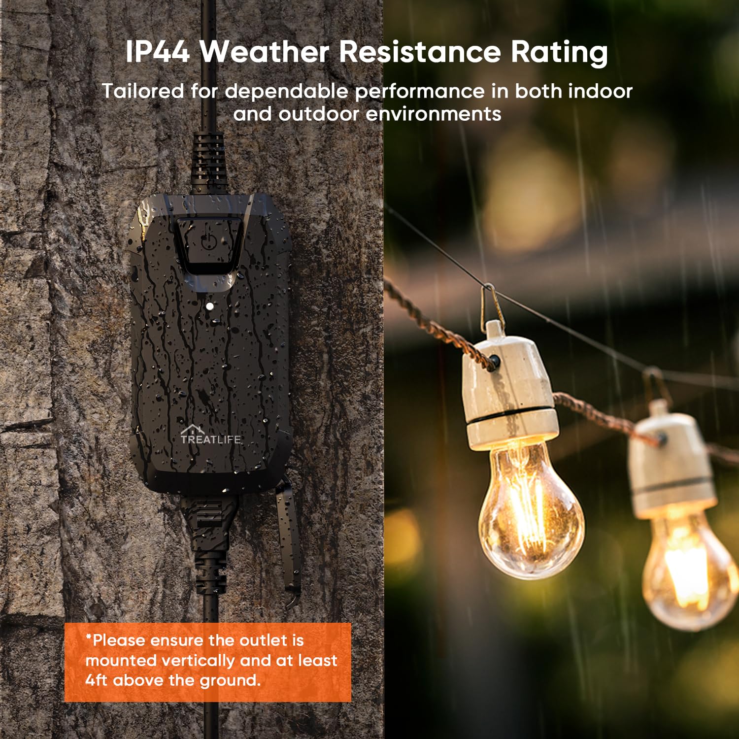 TREATLIFE Dimmer Plug with 100FT Wireless Remote Control, IP44 Weather Resistance, Outdoor Dimmer for String Lights, Lamps, Patio Lights, Max Power 400W