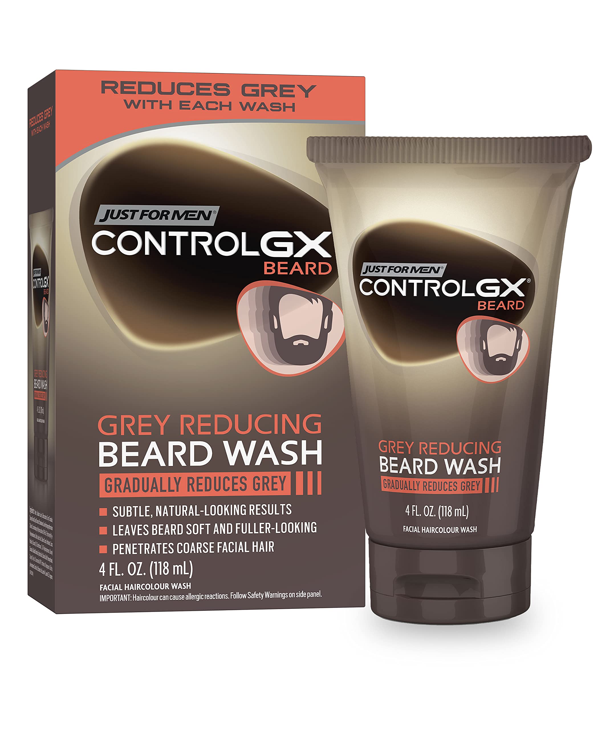 Just For Men Control GX Grey Reducing Beard Wash Shampoo, Gradually