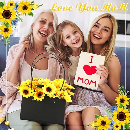 Miniatura 3 de Geelin 30 bolsas de regalo de flores, bolsas de papel para ramo de flores, caja de flores rectangular para arreglos, caja de ramo impermeable con