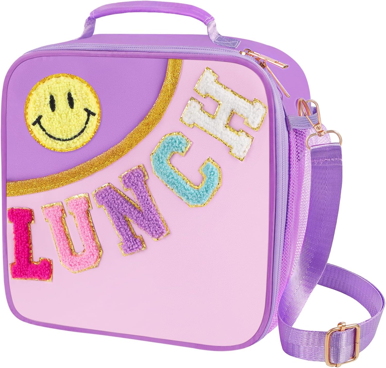 Lunch Bag Kids,Insulated Lunch Bag With Adjustable Shoulder Strap,Reusable Lunch Bag for Kids, Girls,Boys, lunch Bag Women,Preppy Lunch Box for School,Travel, Picnic (purple)