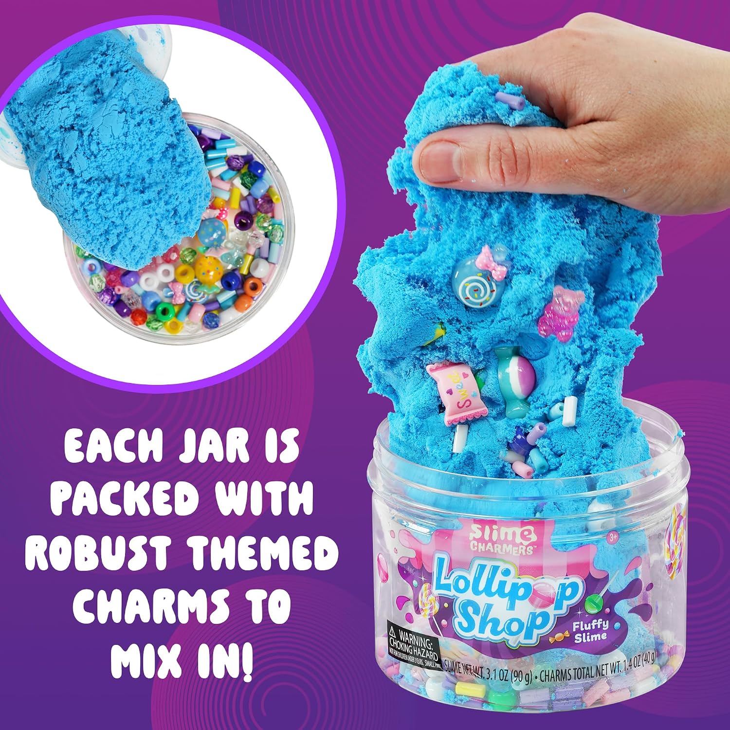 Crazy Aaron's Slime Charmers® - Lollipop Shop - Fluffy Blue Cloud Slime, Sensory Toys for Kids - Creative and Endless Fun, Stress Relief Therapy, Gifts for Girls and Boys - Made in USA