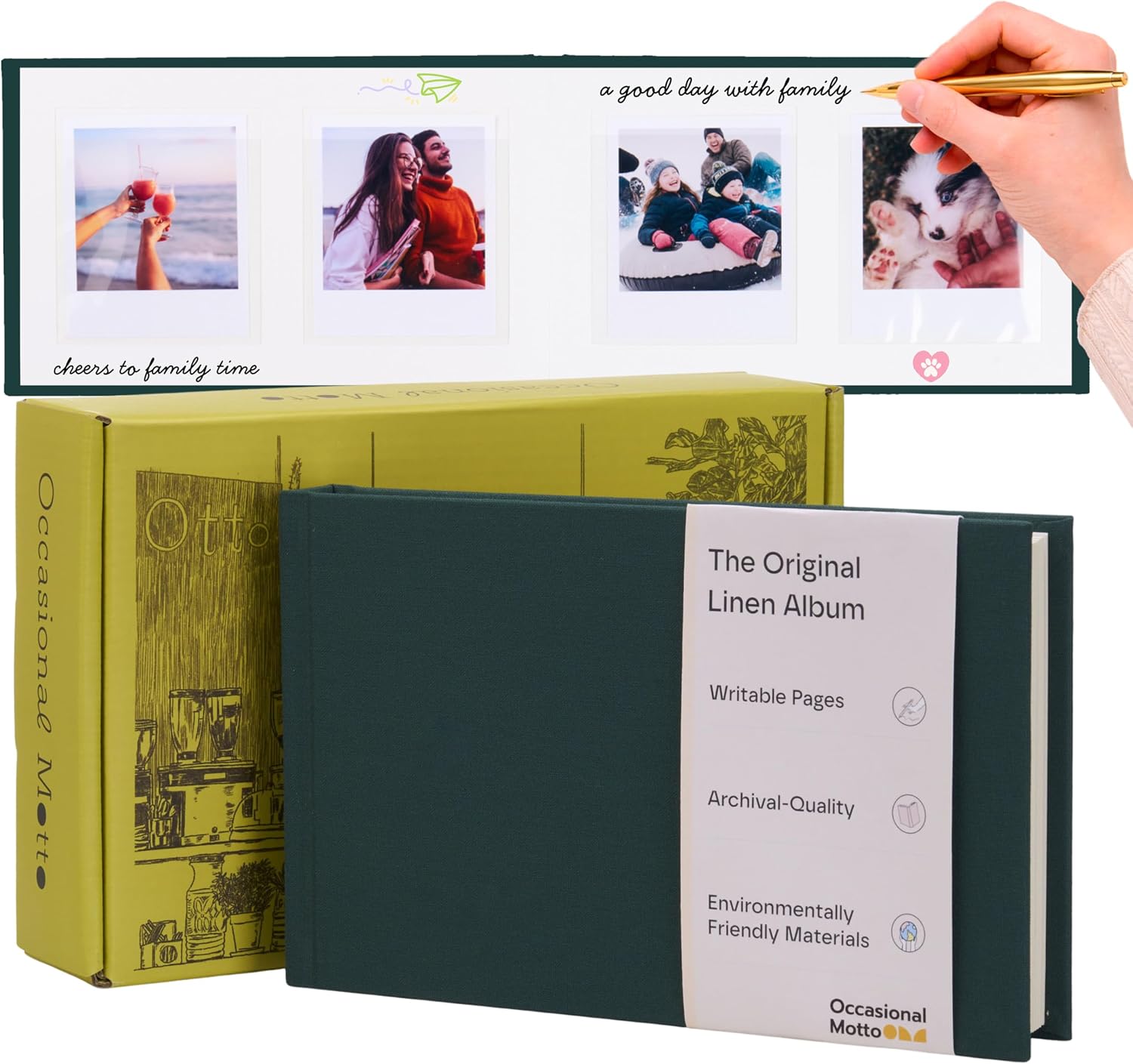 The Original 48 Pockets Classic Linen Hardcover Photo Album, Wedding Guest Book With Writing Space (Cream Beige, For Instax Square)