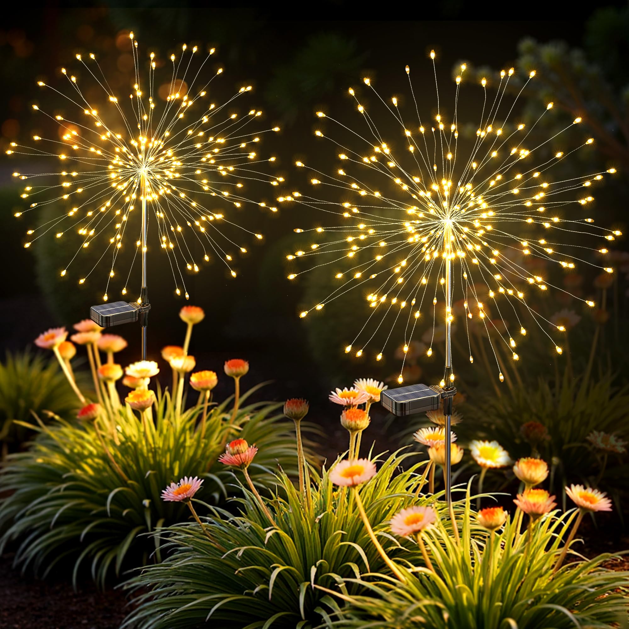 Solar Lights Outdoor 120LED 2pack Fairy Garden Lights Decor for Outside Fireworks Lights Solar Powered for Yard Patio