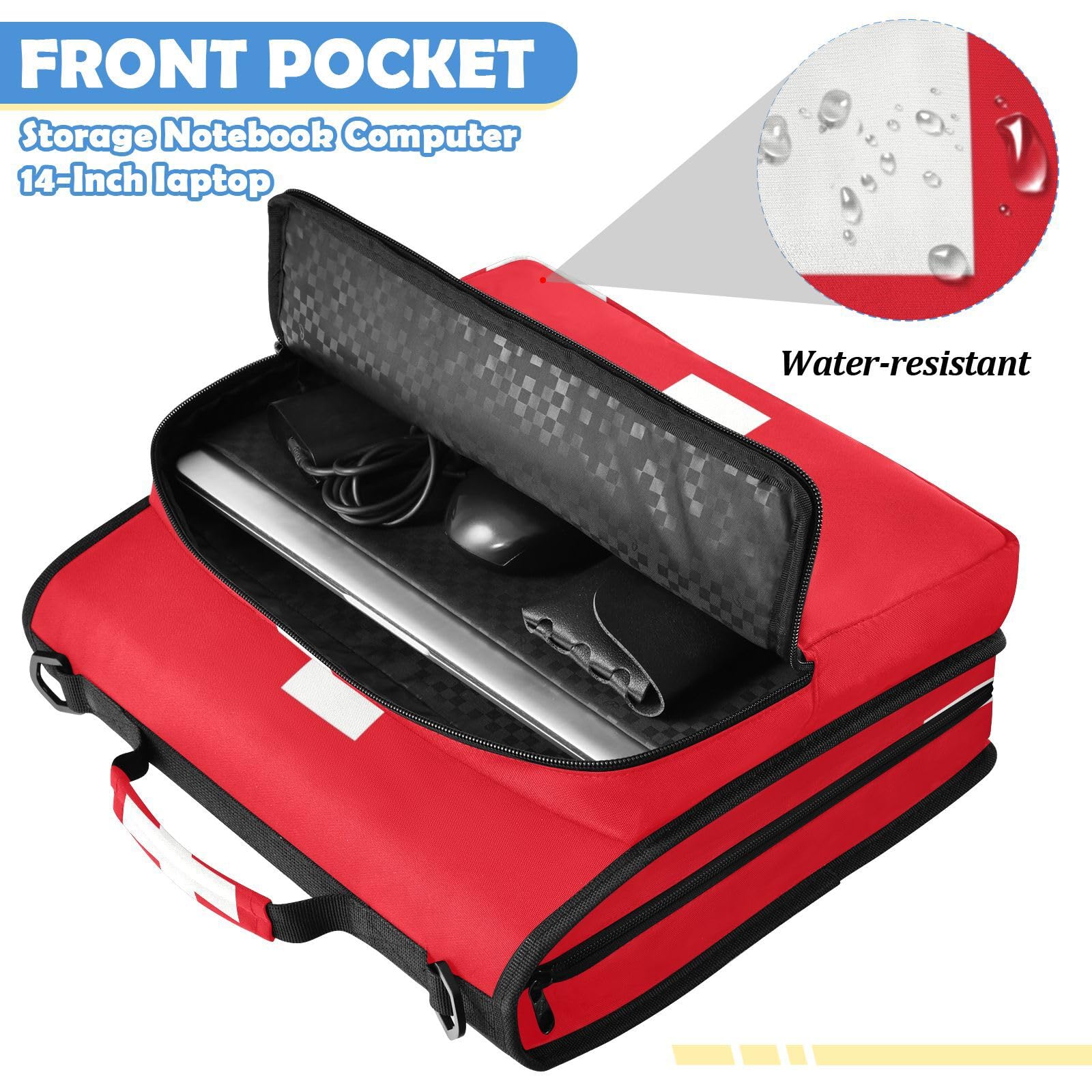 Bolsa de carpeta de 3 anillos con cremallera resistente al agua, organizador de portafolios impreso completo con anillos de 2 pulgadas, se adapta a laptop de 14 pulgadas para escuela, oficina, bandera