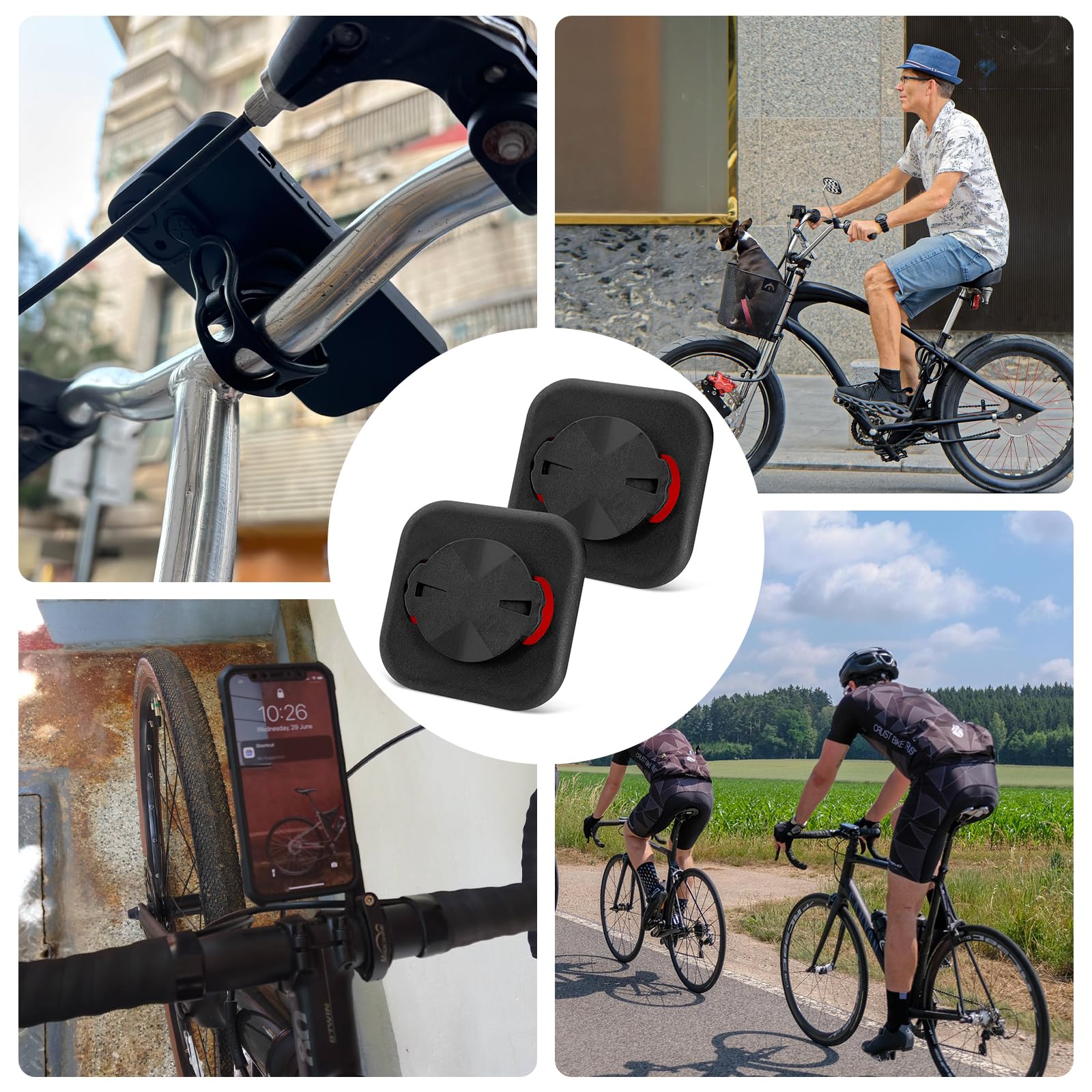 Adattatore Per Supporto Bici Garmin Edge | Attacco GPS 42x62 Mm | Autoadesivo In Plastica (Nero)