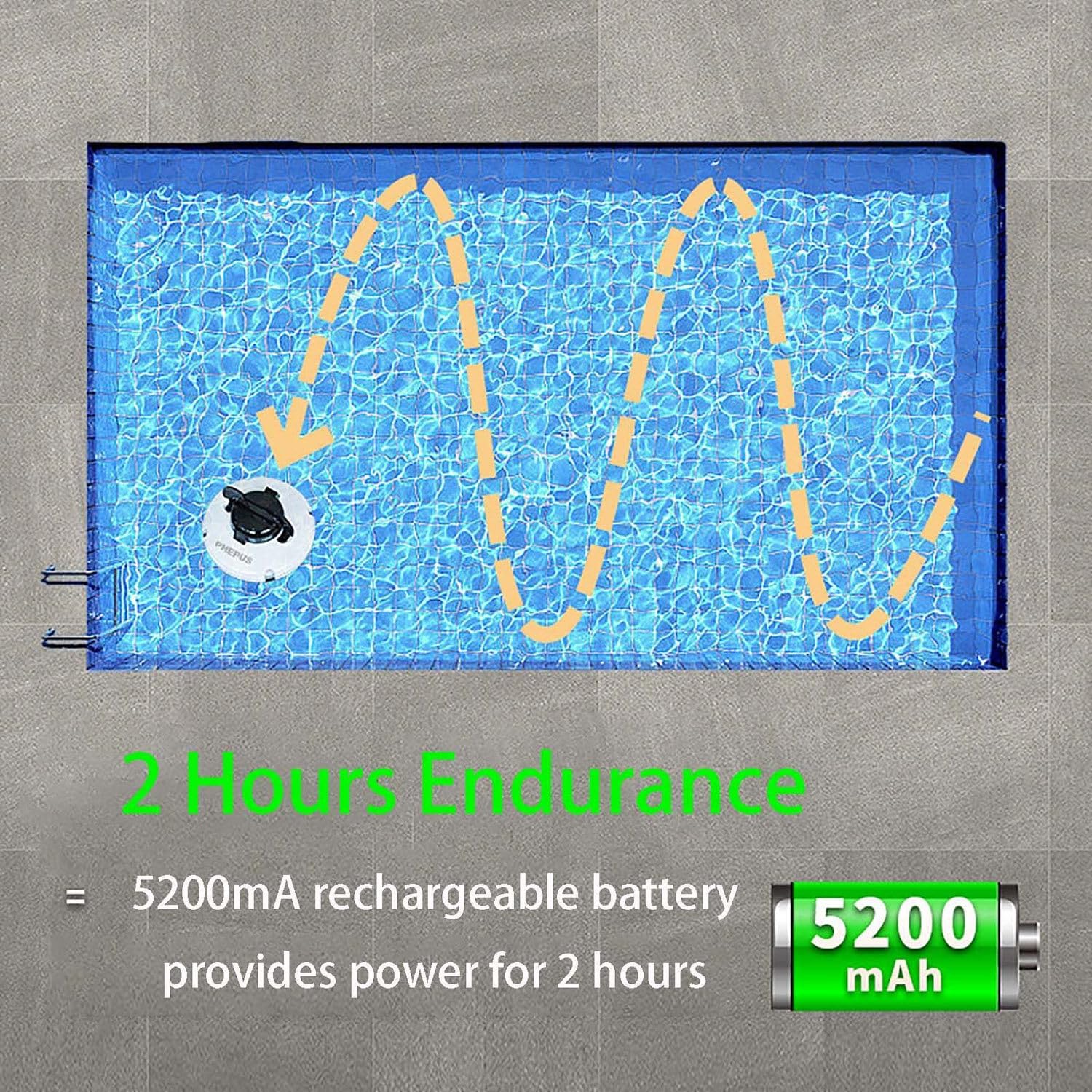 Bezprzewodowy robot basenowy w pełni automatyczny 120 min baterii 5200mAh Li-Ion 100m² Odkurzacz do podłogi basenu Odkurzacz basenowy