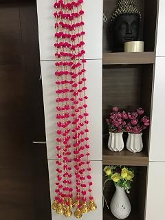 Magpie Collections Handmade Dark Pink Strings Pom Pom for Door,Wall Hanging Bandhanwar Toran, Garland for Decoration Diwal... Price In India