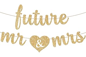 KatchOn Future Mr & Mrs Banner - Pre-Strung 10ft Gold Glitter "Future...