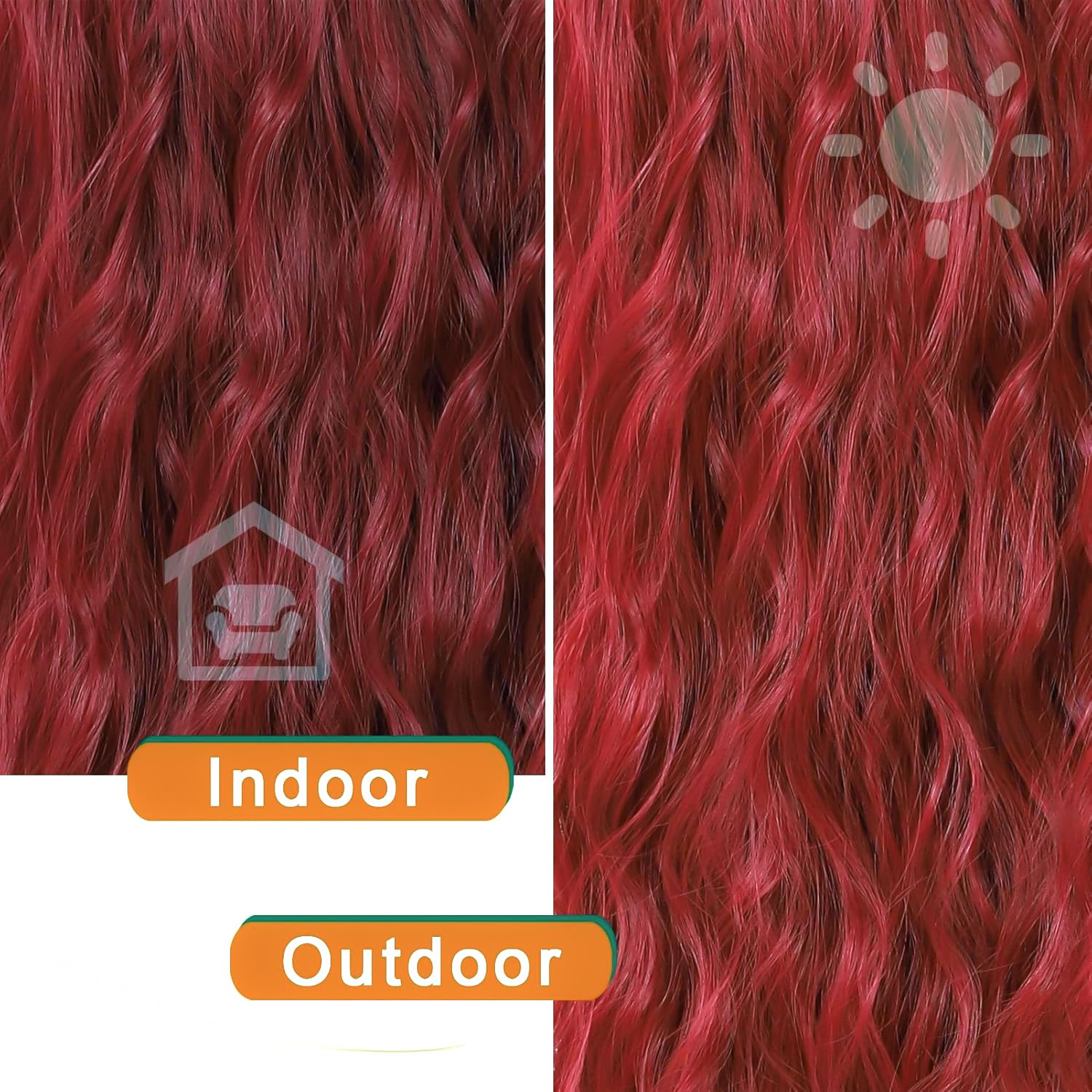 PORSMEER Long Red Wavy Wig - Fluffy Curly Synthetic Heat Resistant Wig for Daily Use or Movie Character Costume - Image 4