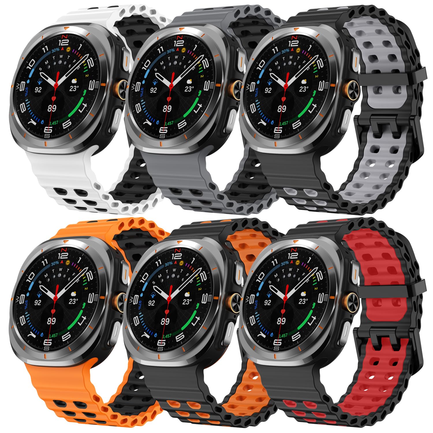 Compatible for Samsung Galaxy Watch Ultra Bands 47mm (2025/2024), Breathable Waterproof Replacement Soft Silicone Sport Strap Compatible for Samsung