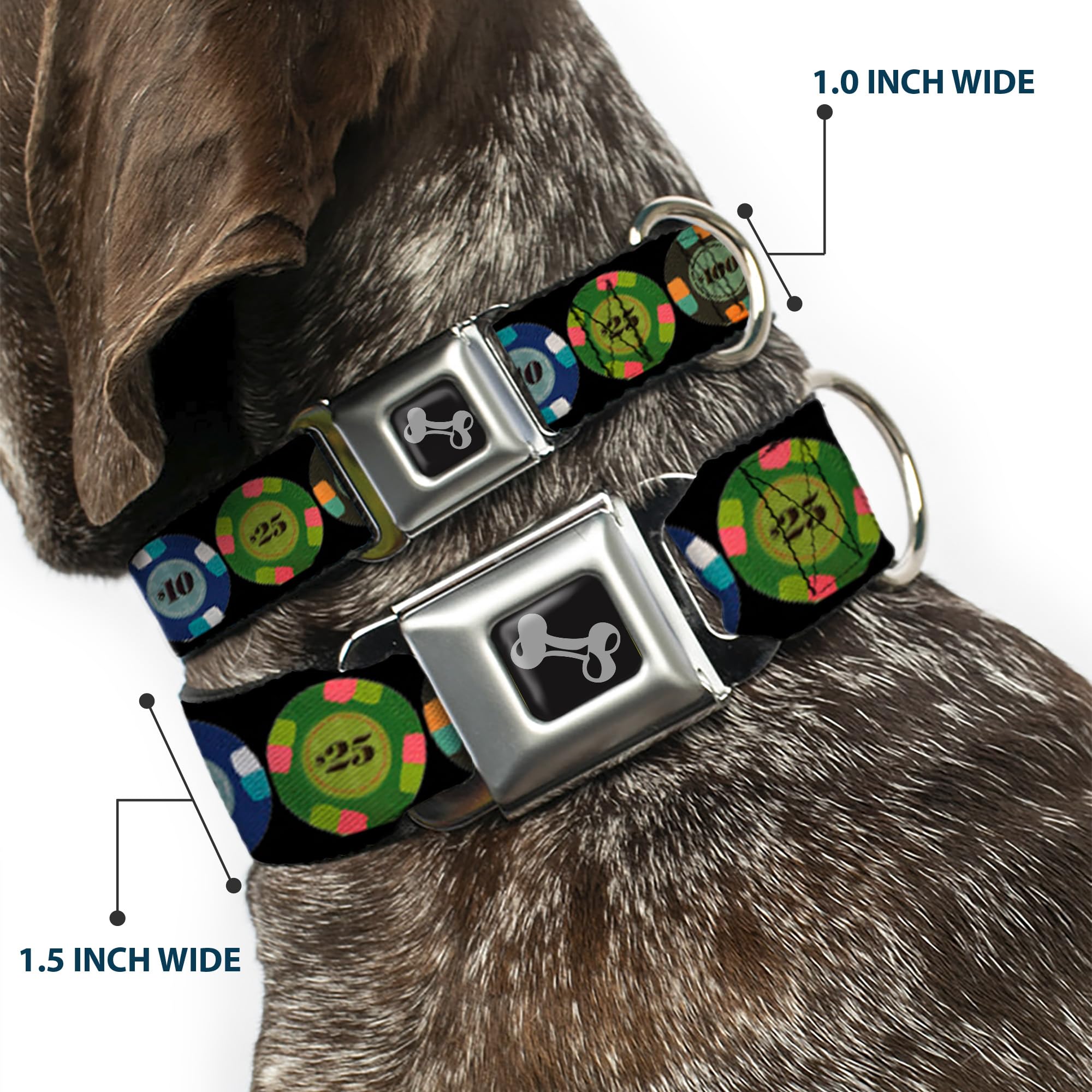 Buckle-Down Obroża dla psa z klamrą pasa bezpieczeństwa - wiersze - szerokość 3,8 cm - pasuje na szyję 40-58 cm - rozmiar M
