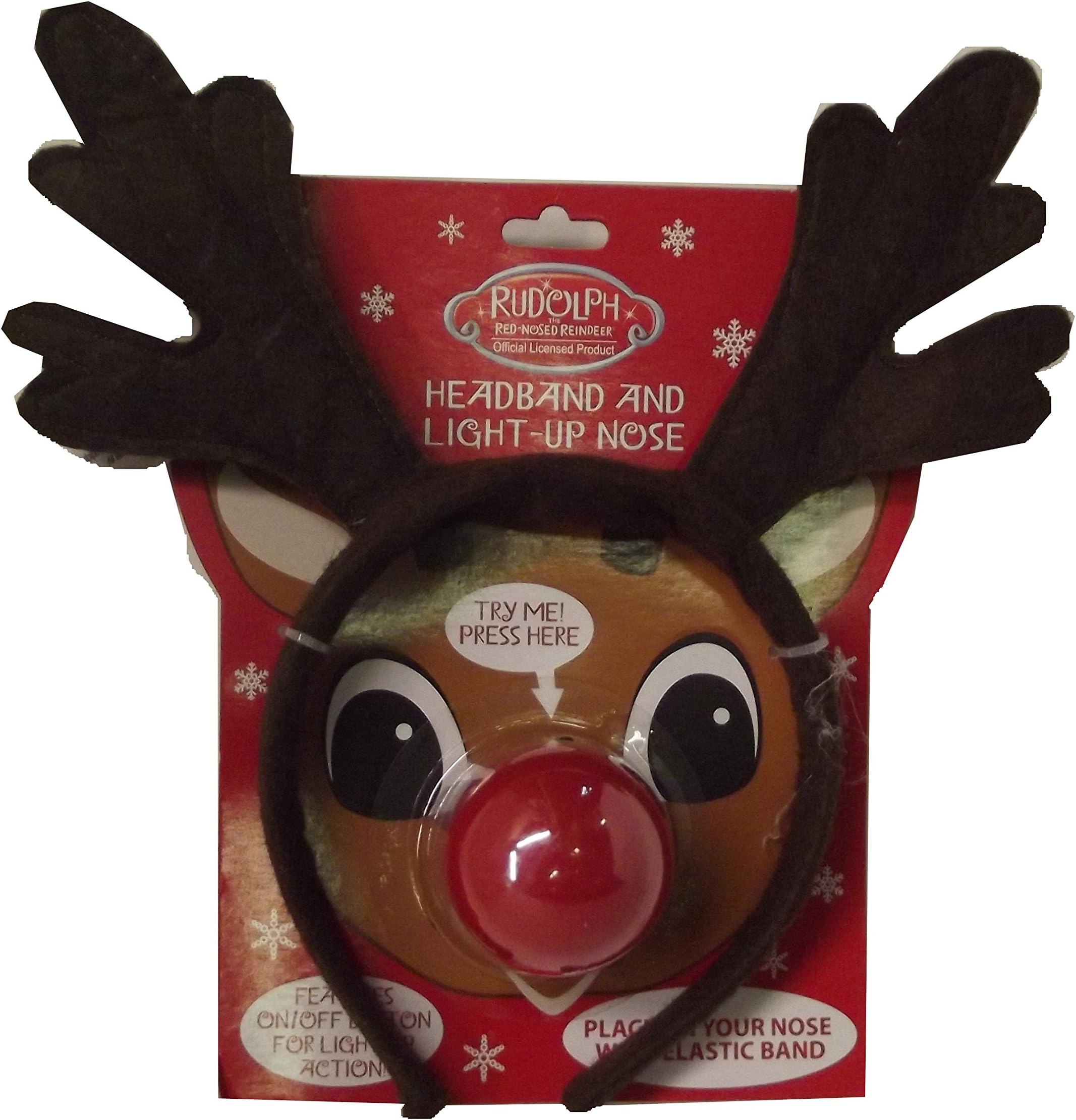 Magic Creations Rudolph the Red Nosed Reindeer Headband with Light Up Nose