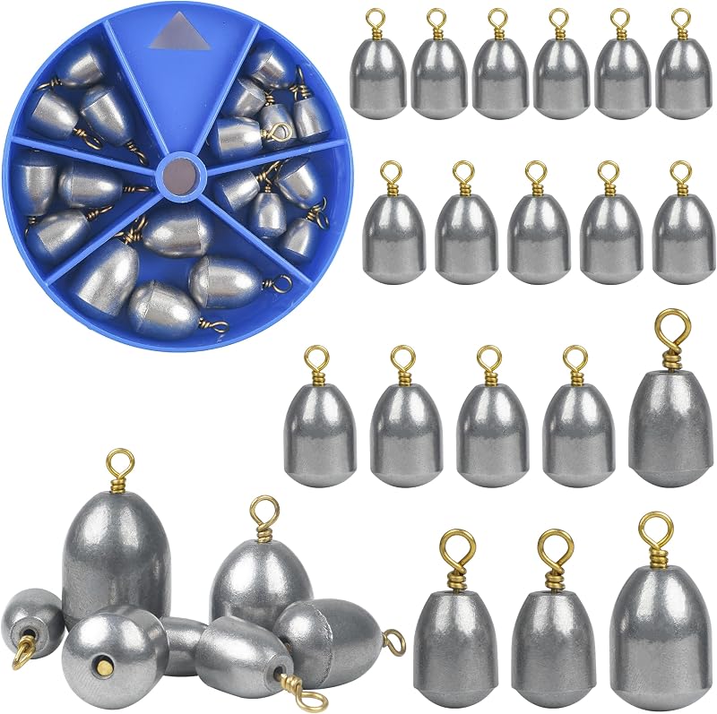 Fishing Weights Sinkers Kit,19/52pcs Bass Casting Sinkers Weights Bell Sinkers Assorted Iron Fishing Weights Drop Catfish Sinkers Weights for Saltwater Freshwater Fishing