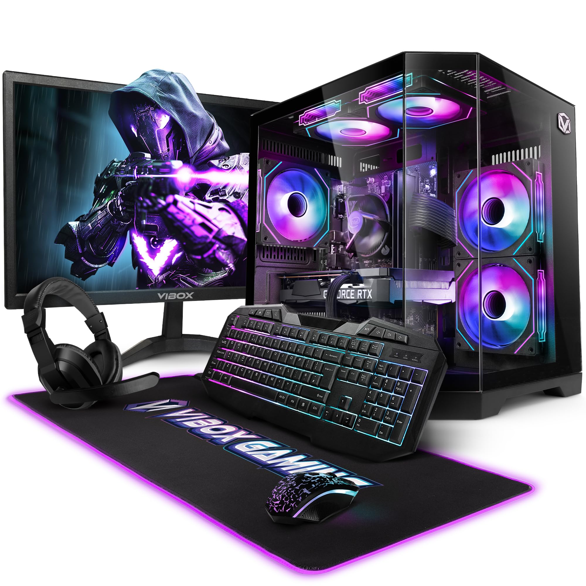VIBOX II-302 PC Gamer Complet • 23" Écran • Intel Core i5 10400F 6 cœurs • Nvidia RTX 3050 6 Go • 16 Go RAM • 500 Go SSD • Windows 11 • WiFi 6 + Bluetooth 5.4