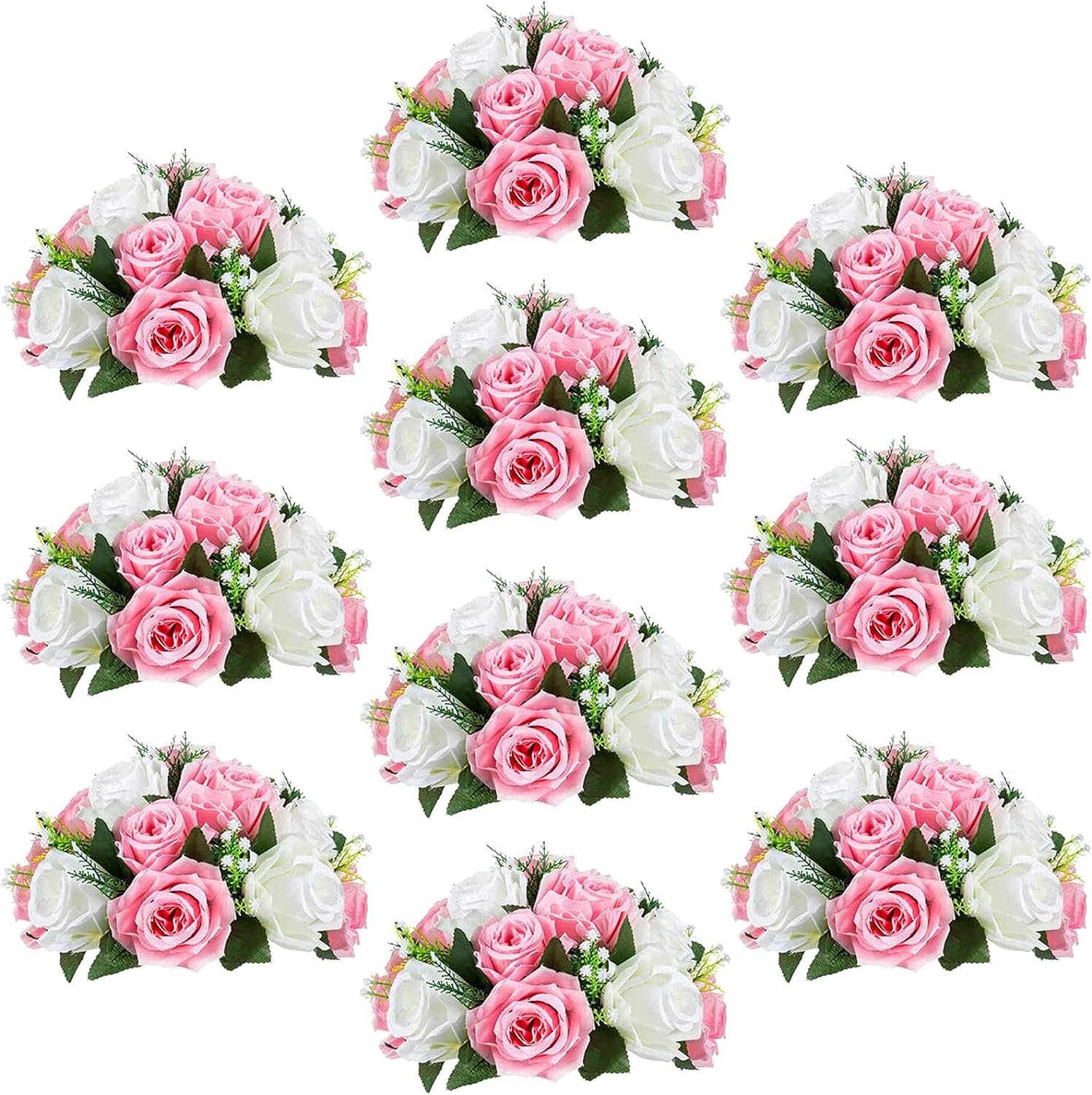 ((Color red))Sziqiqi Pack of 12 Fake Flowers, Silk Rose Flowers, Suit for Wedding/Party Centerpiece Road Lead Flower Rack Decorations, 12 pieces