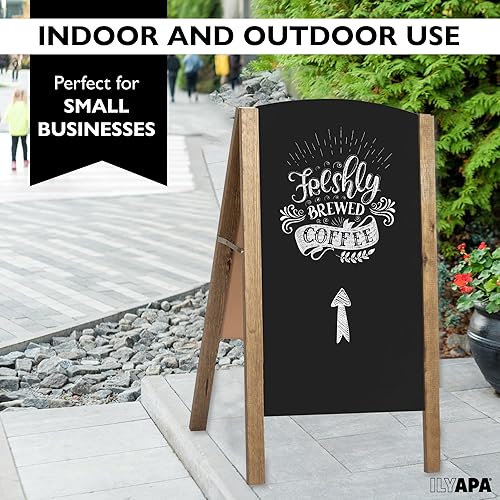 Miniatura 5 de Ilyapa Letrero de pizarra con marco en A para acera, 20 x 40 pulgadas, letrero de sándwich plegable con parte superior redondeada, resistente