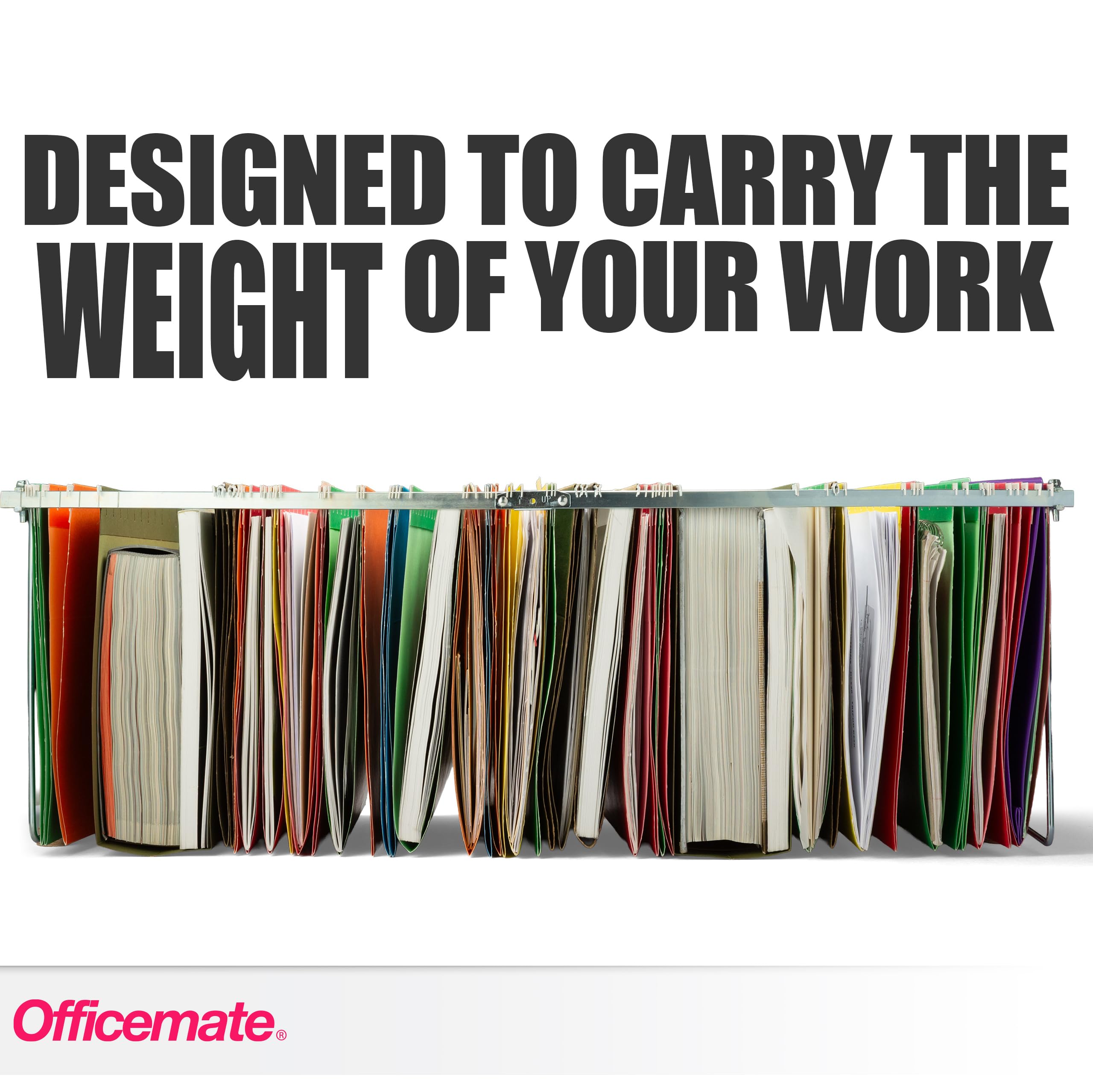 Officemate Wisząca ramka na dokumenty, rozmiar litery, regulowana od 35 do 45 cm, 2 sztuki (1 sztuka), srebrna