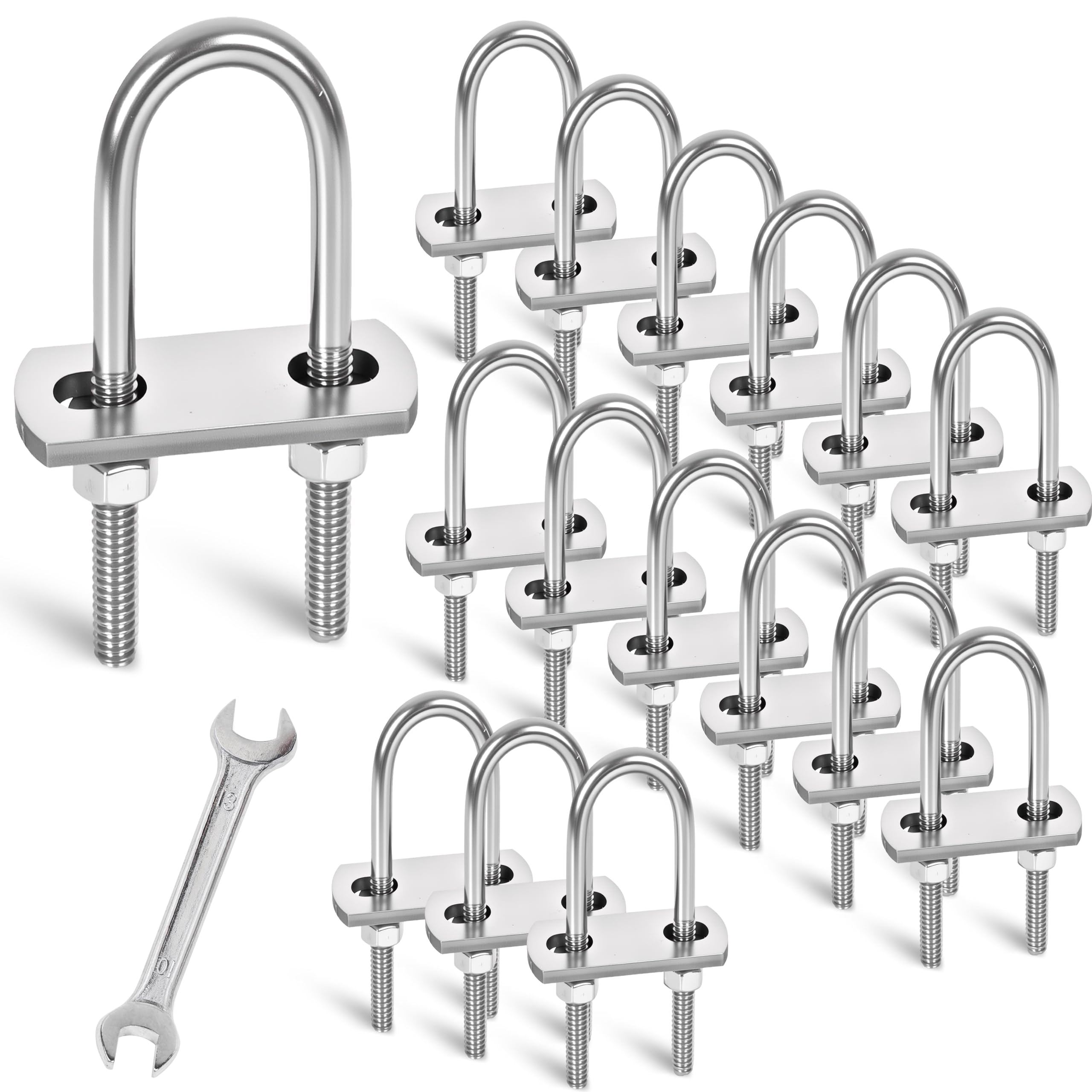 M8 U-Bolts - 4 Sets Stainless Steel -21