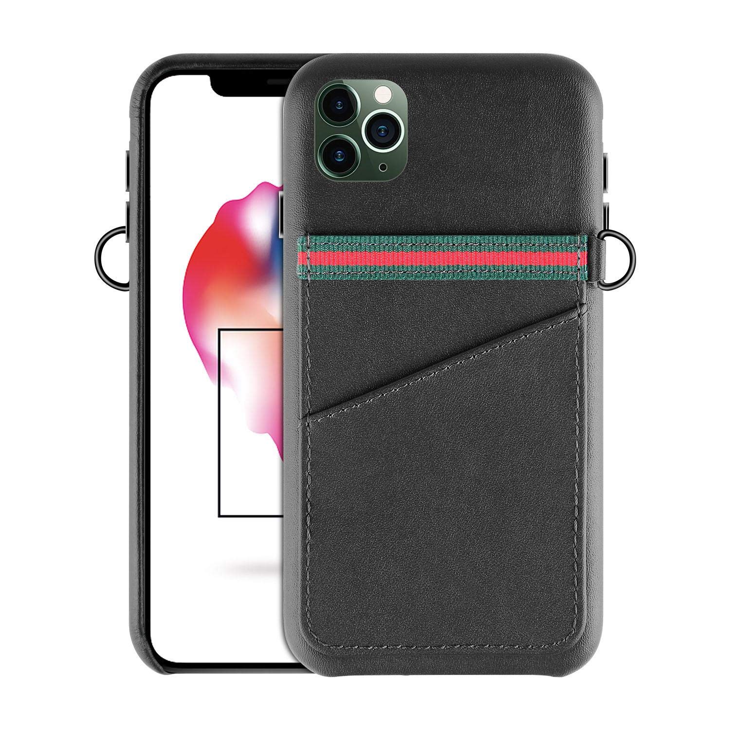 Étui cuir iPhone 11 Pro Max housse protection téléphone portable noir