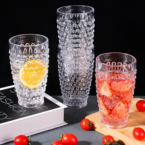 Miniatura 6 de Yomarkrt - Vasos de plástico de 19 onzas para beber  Juego de 6 vasos de plástico transparente, reutilizables, sin BPA, a prueba de roturas, aptos