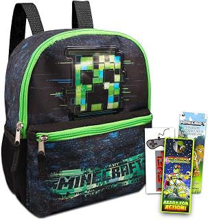 Minecraft Mini Backpack for Boys, Girls - Bundle with 11" Minecraft Backpack for School and Travel Plus Stickers and More | Minecraft School Bag