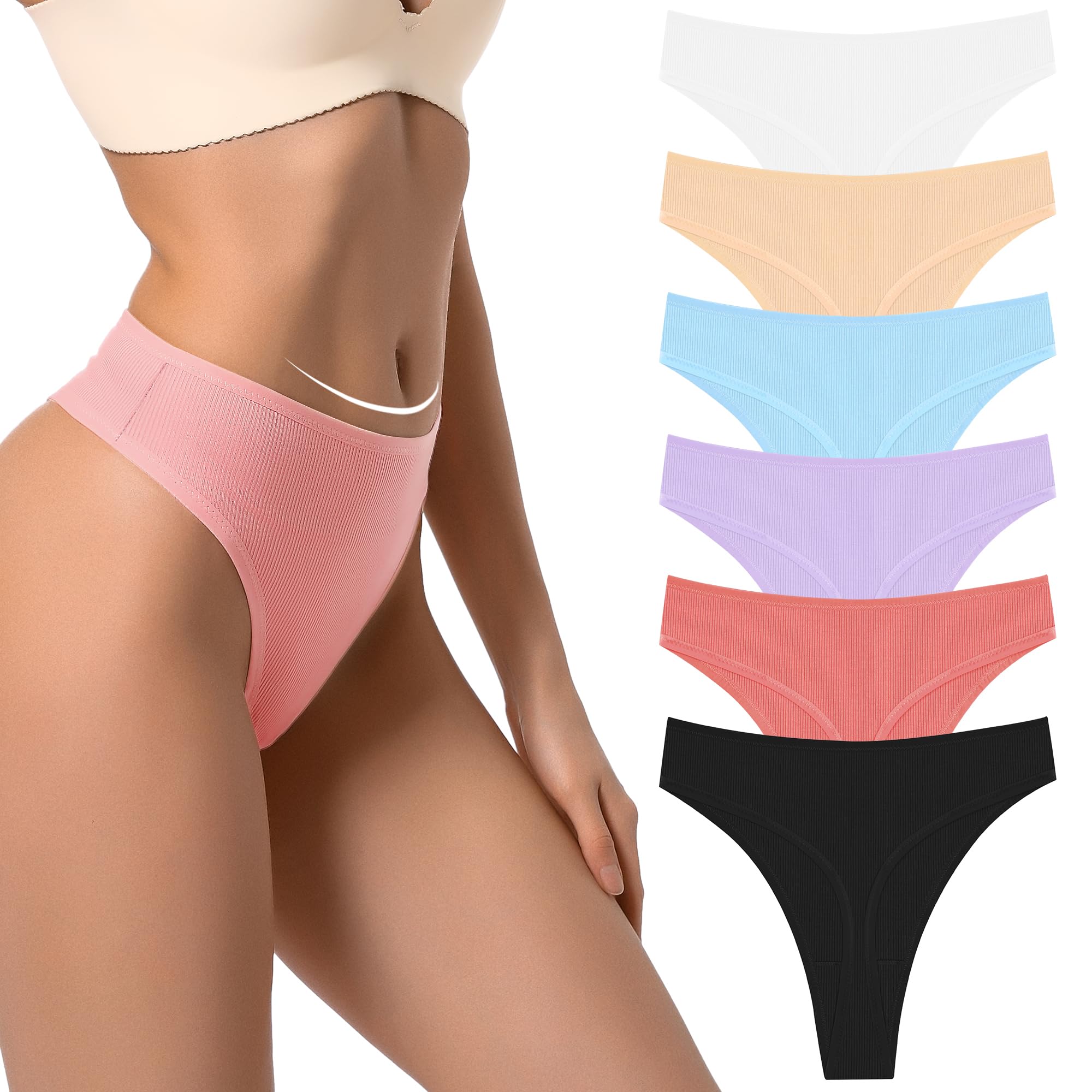 UmieharyWomen's High Waisted Ribbed Cotton&Nylon Stretchy Sport Breathable Athletics Panties Plus Size