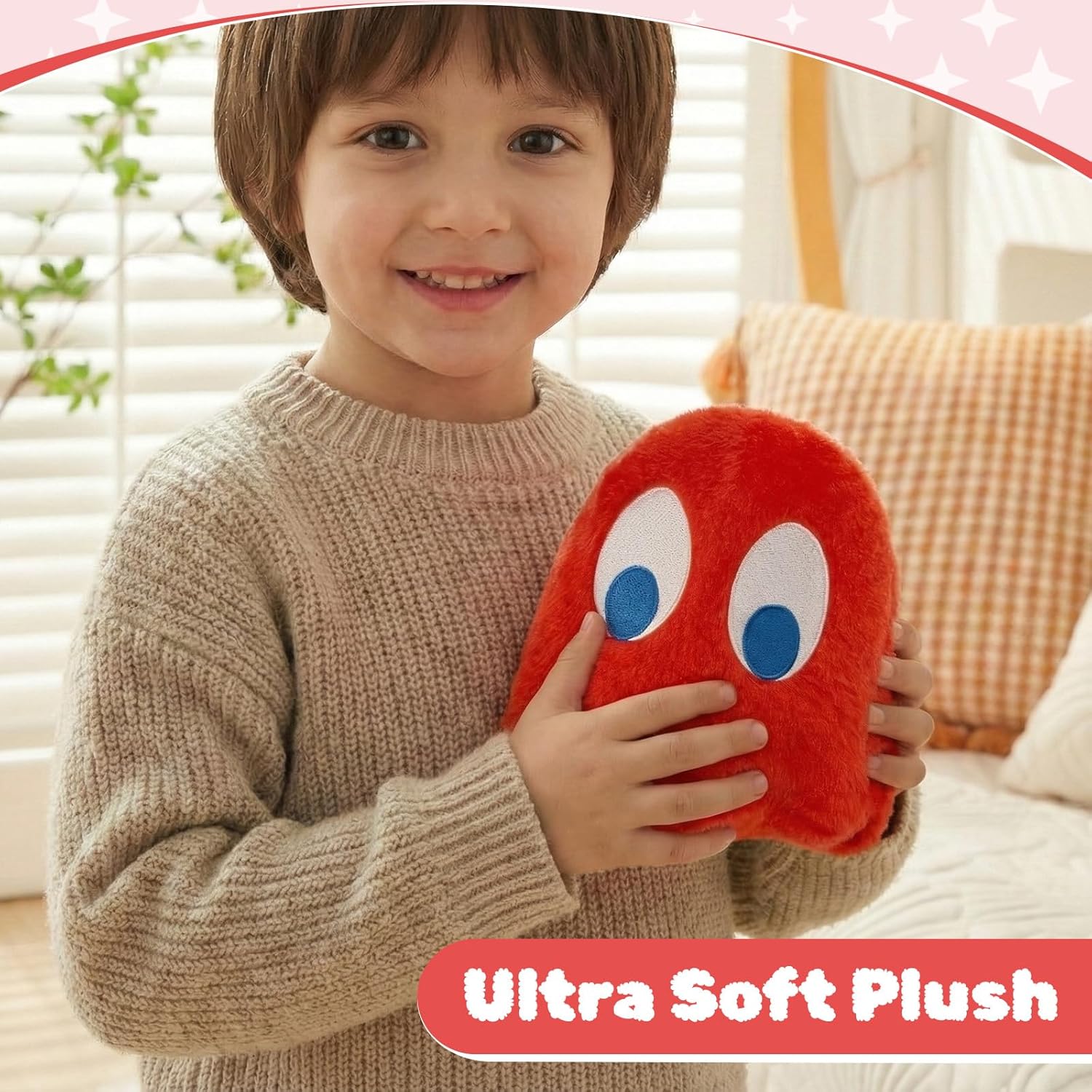 Pingong 5.5in Red Plush Toy,Ghost Stuffed Plush Animal, Plush Toy Anime Very Cute and Soft Plush Doll, Gifts for Boys Girls.