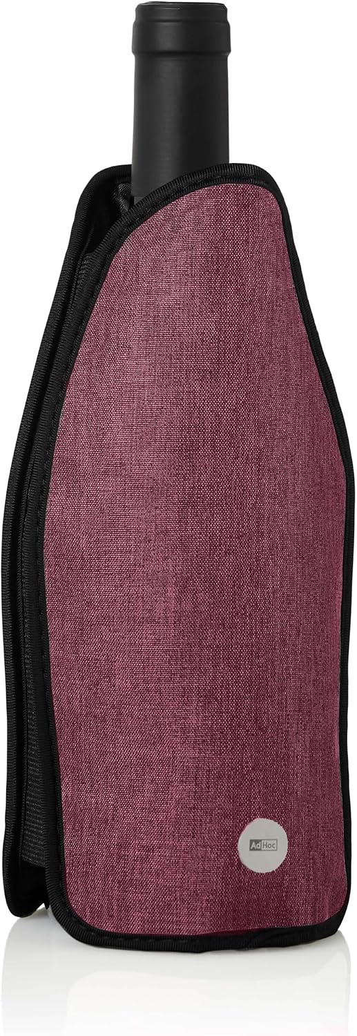 AdHoc Arctic Wine Cooling Cuff - Wine Cooler without Electricity, Bottle Cooler for Wine & Champagne, Cools in 20 Minutes, Lasts up to 3 Hours, Holds 0.75 L Bottles, Foldable & Reusable (Burgundy)