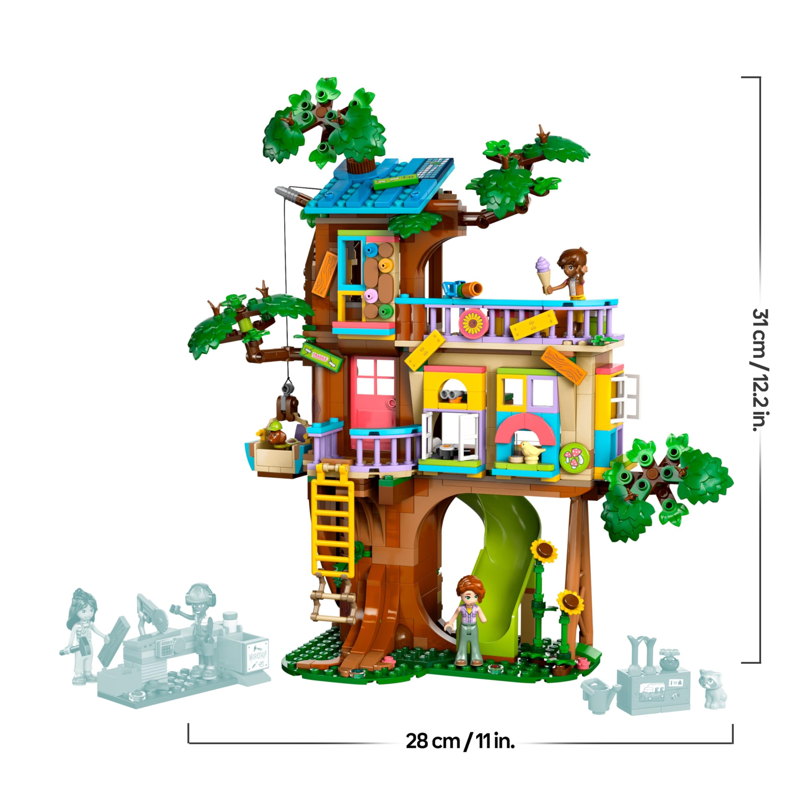 LEGO Friends Casa sull’Albero dell’Amicizia Giocattolo - Include 2 Figure di Animali, 4 Mini Bamboline, un Giardino e Accessori per il Cibo Giocattolo - Regalo Creativo per Bambine da 8 Anni - 42652