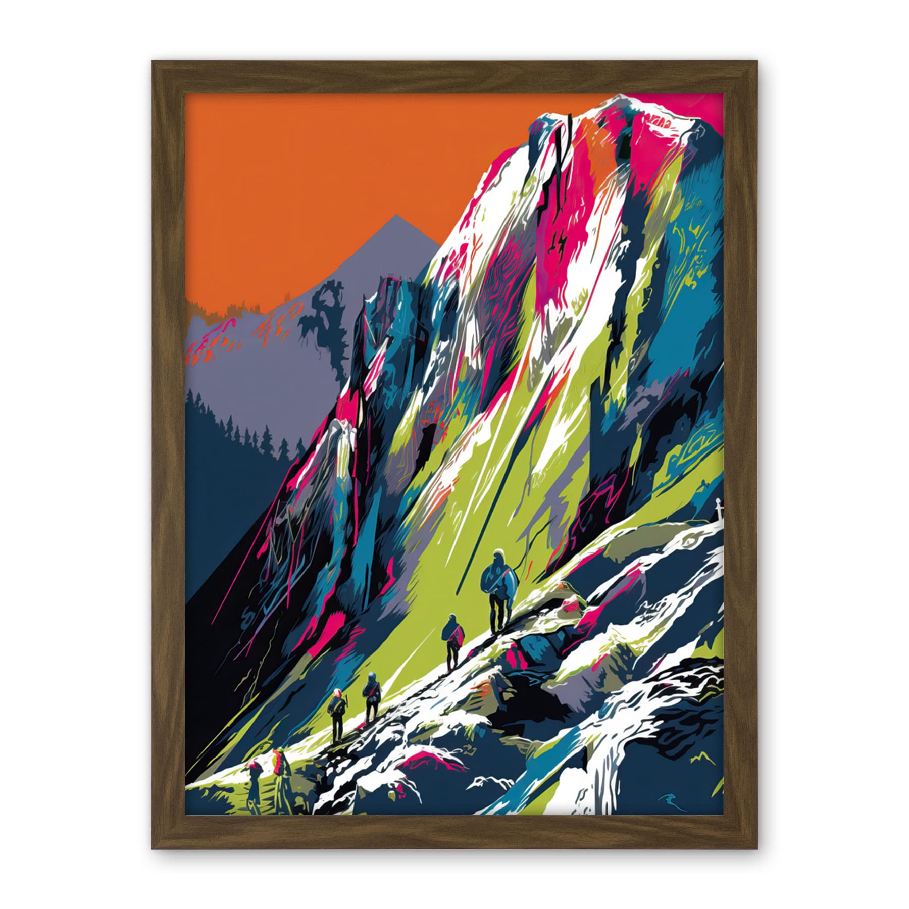 Artery8 Hikers on Helvellyn Mountain Ridge Landscape Artwork Framed Wall Art Print 18X24 Inch