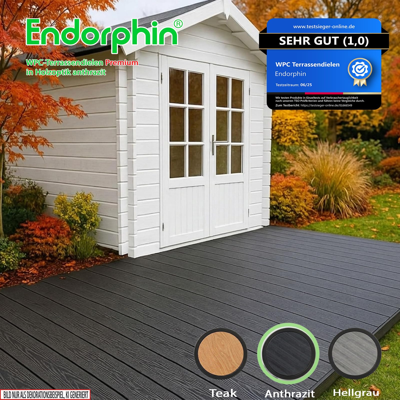 Endorphin Premium WPC Terrassendielen, 6 Dielen Anthrazit für 2 m²
