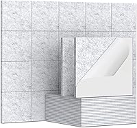 Vista 10 de TroyStudio 20 Paneles Acústicos, 12 x 12 x 0.32 Pulgadas Baldosas de Revestimiento de Pared de Fieltro de Poliéster Panel Absorbente de Sonido