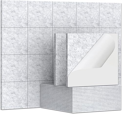 Miniatura 9 de TroyStudio 20 piezas de paneles acústicos autoadhesivos - Paneles absorbentes de sonido de 12 x 12 x 0.32 pulgadas, paneles de sonido decorativos