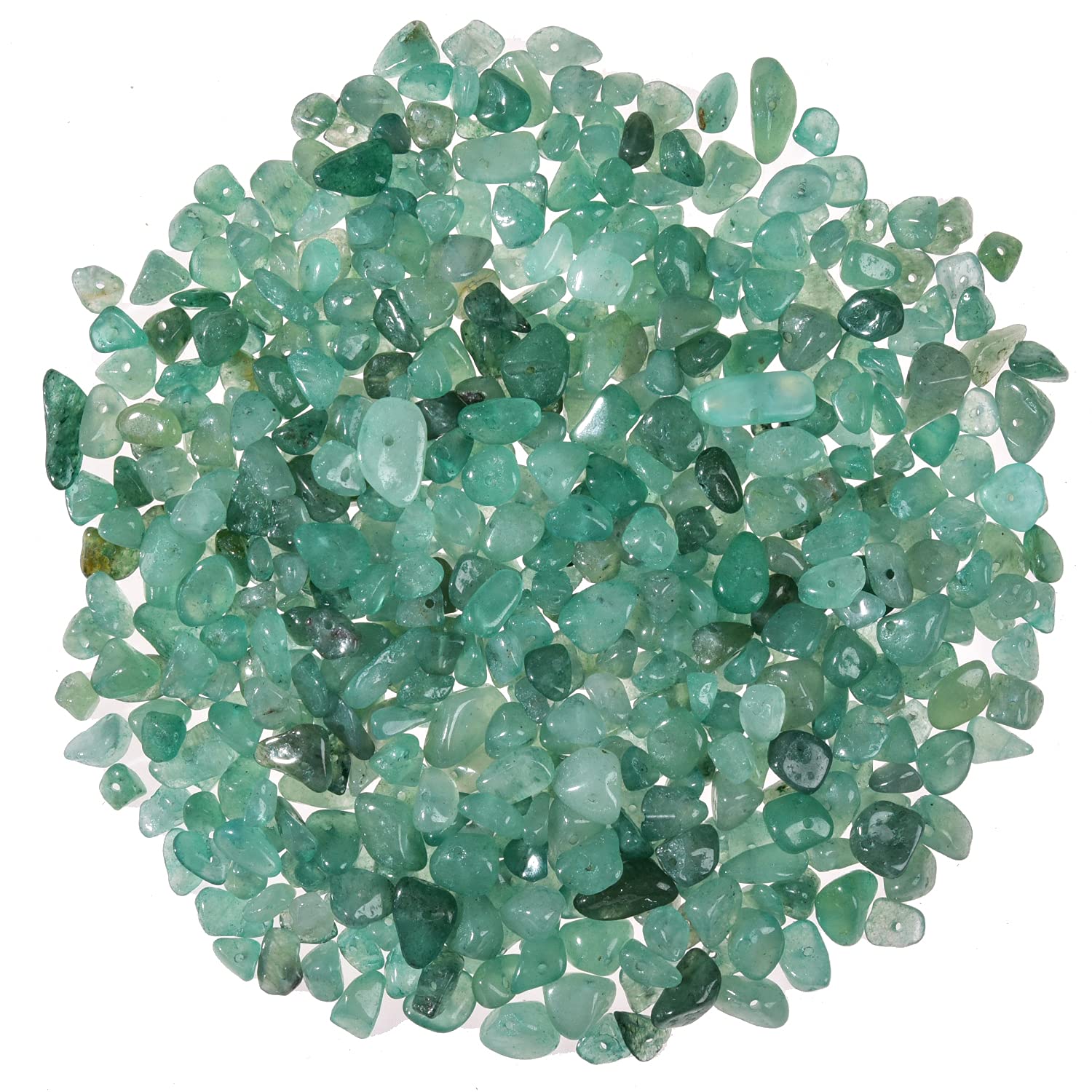 Asingeloo 5-8mm Natural Green Aventurine Tumbled Chip Stone Beads Bulk Irregular Shaped Drilled Loose Gemstones Beads with Box for DIY Jewelry Making
