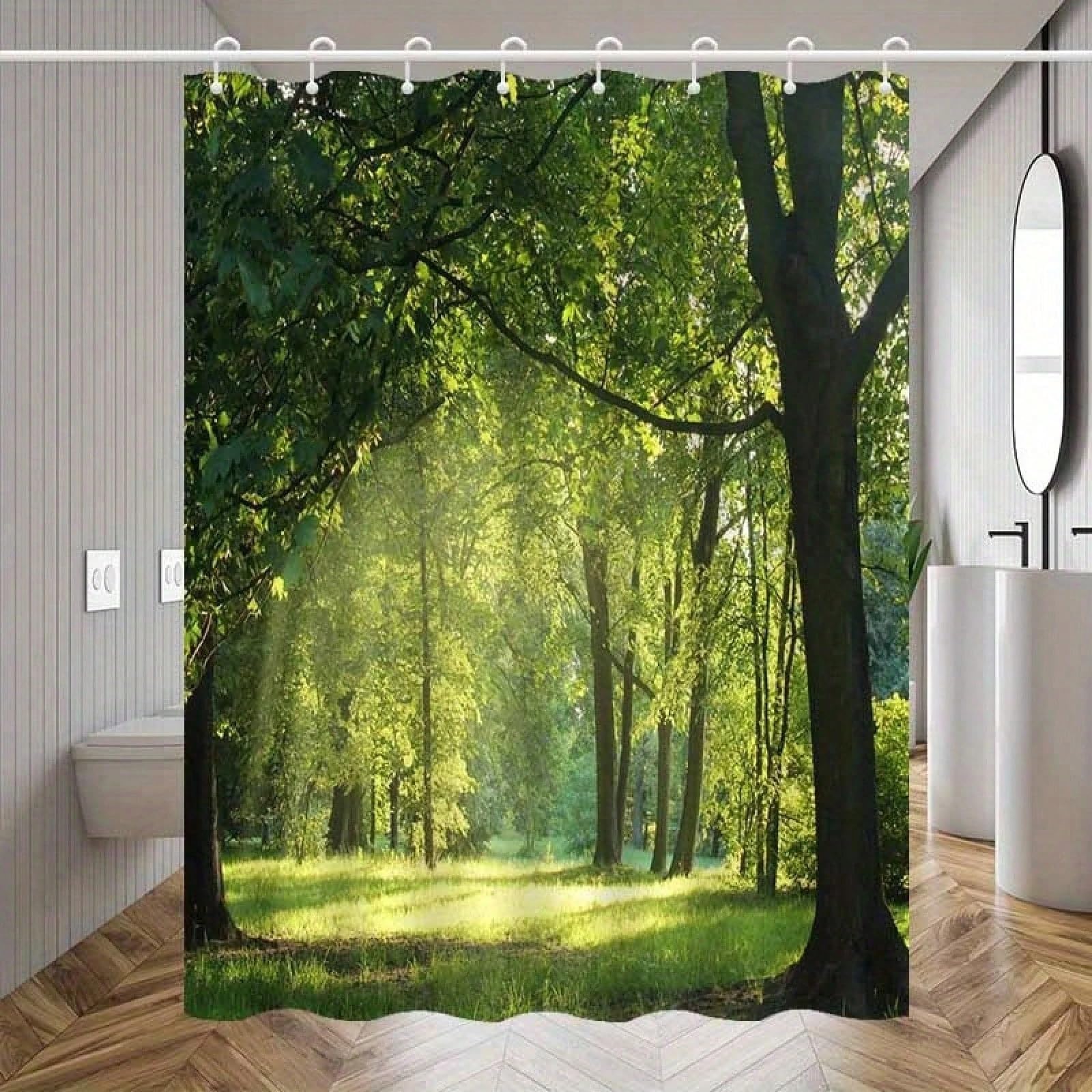GLKSDLPO 3D Art Printing Sunshine Forest Landscape Shower Curtain - Bathroom Curtain, Nature Design For Bathroom Decor(84x212cm/33x83in(WxH)