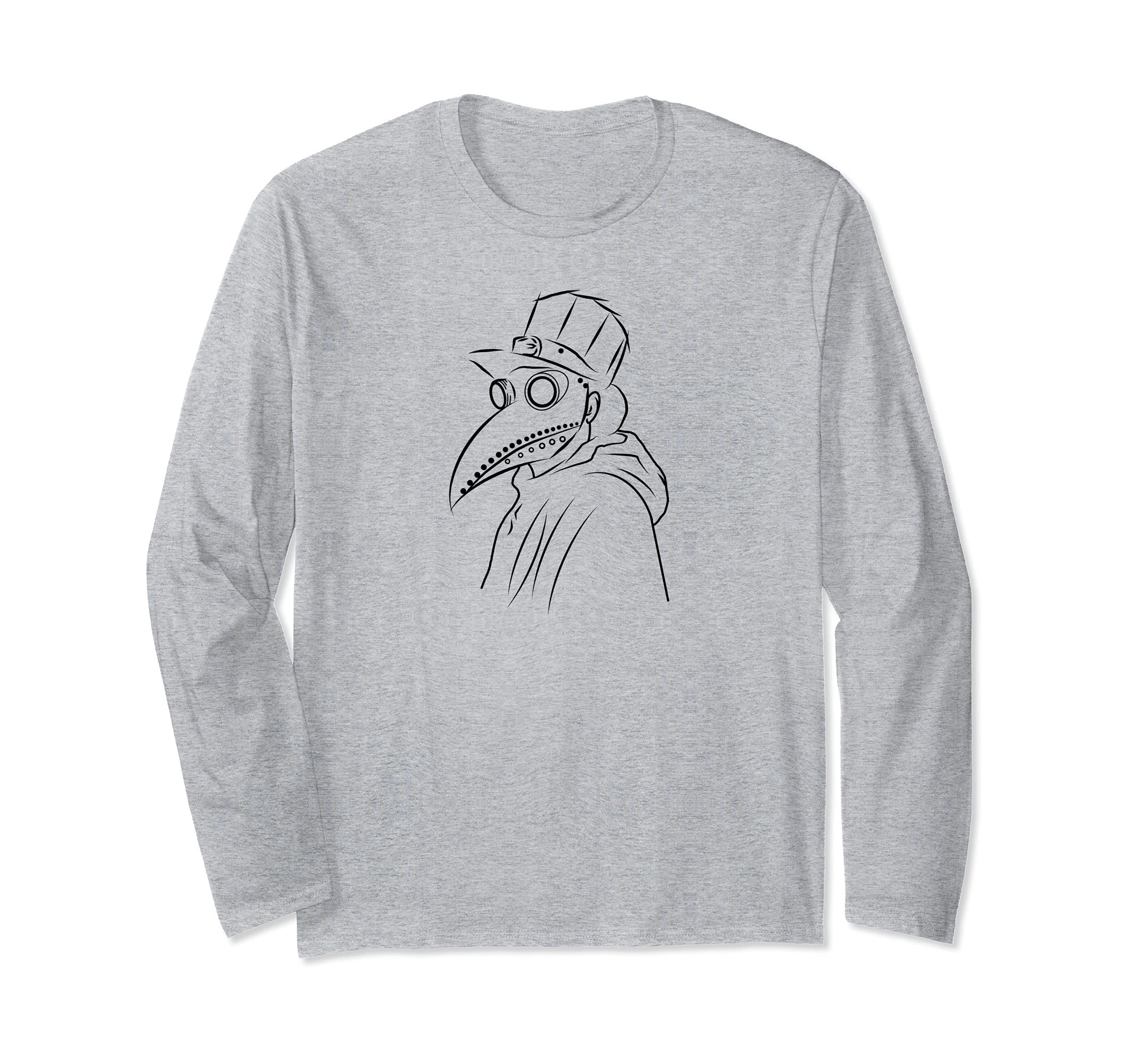 Plague doctor mask - Grunge Gothic Moon Occult fun Long Sleeve T-Shirt, Grey