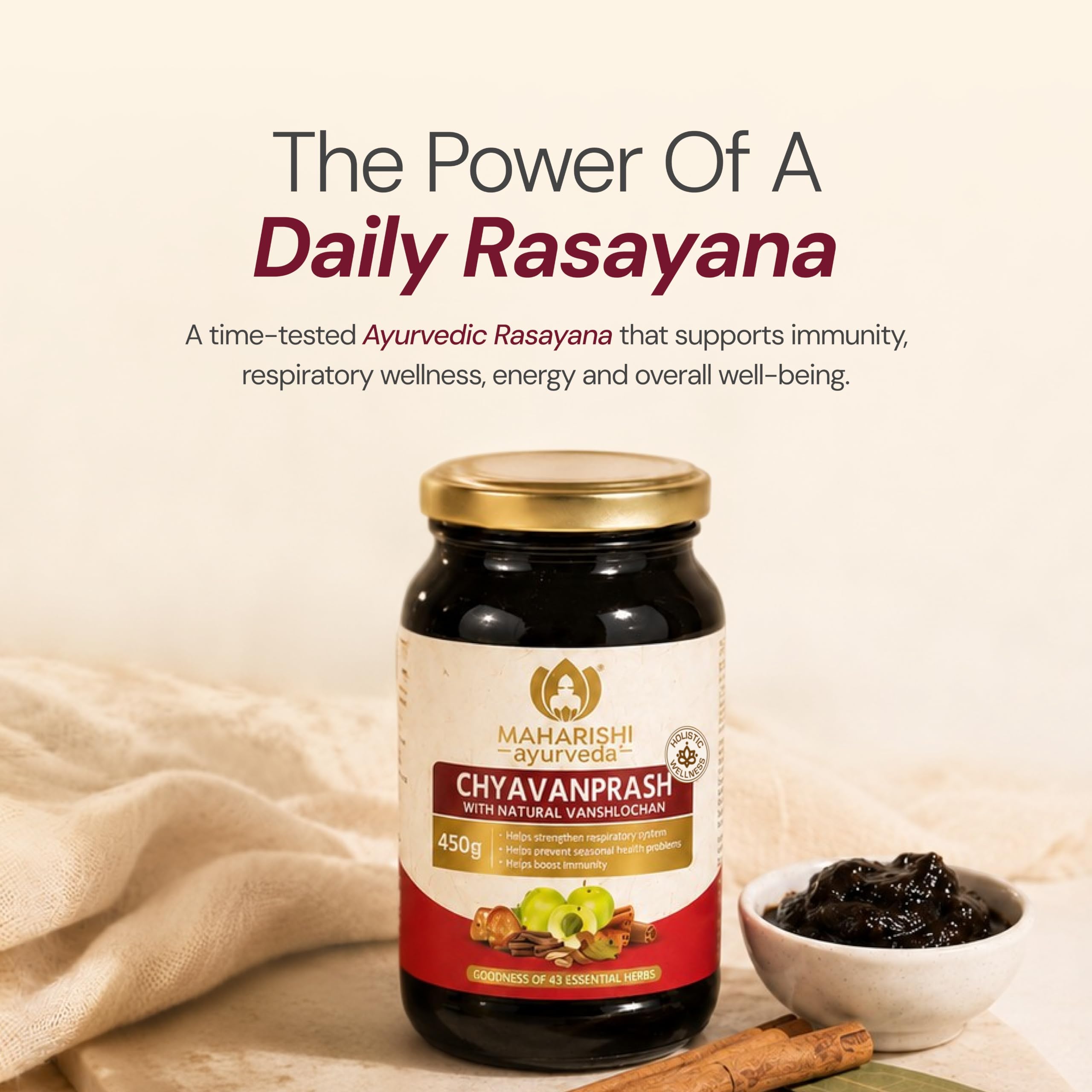 Maharishi Ayurveda Authentic Chyavanprash with Honey, Jaggery & Ghee | All-Season Immunity Booster Chyawanprash | With Pure Vanshlochan | Supports Strength & Stamina | 450 g 1