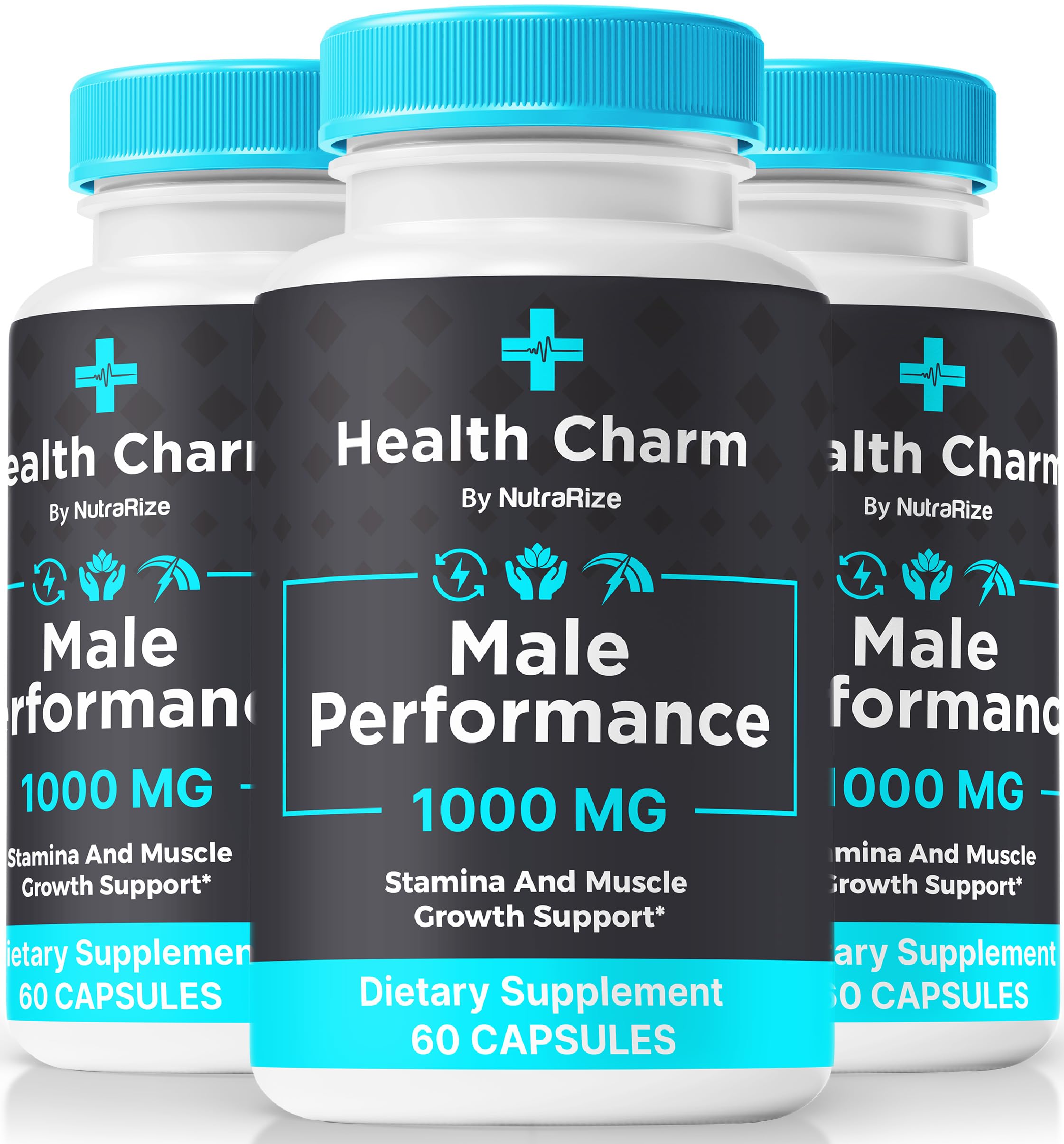 (3 Pack) Health Charm Pills, Official Health Charm For Men, Health Charm Male Capsules, All Natural Formula To Support Performance & Energy Levels, Premium HealthCharm Pastillas (180 Capsules)