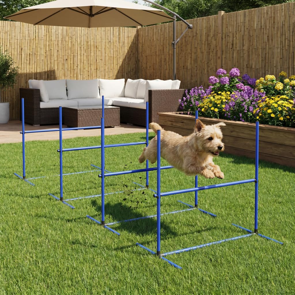 XMTECH Juego de entrenamiento de agilidad para perros, altura regulable, incluye bolsa, juego de entrenamiento para perros de PVC, color azul