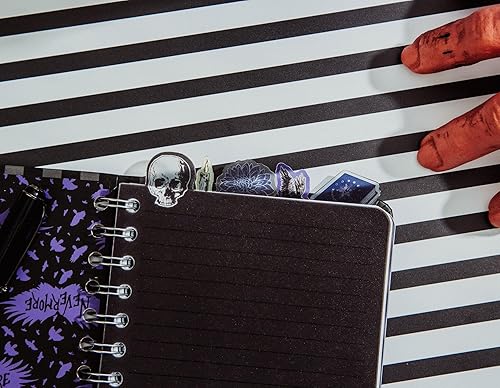 Miniatura 7 de Silver Buffalo Addams Family Wednesday - Cuaderno de espiral de 5 pestañas con 75 hojas, cuaderno de bocetos encuadernado, papel de papelería, 5 x 8