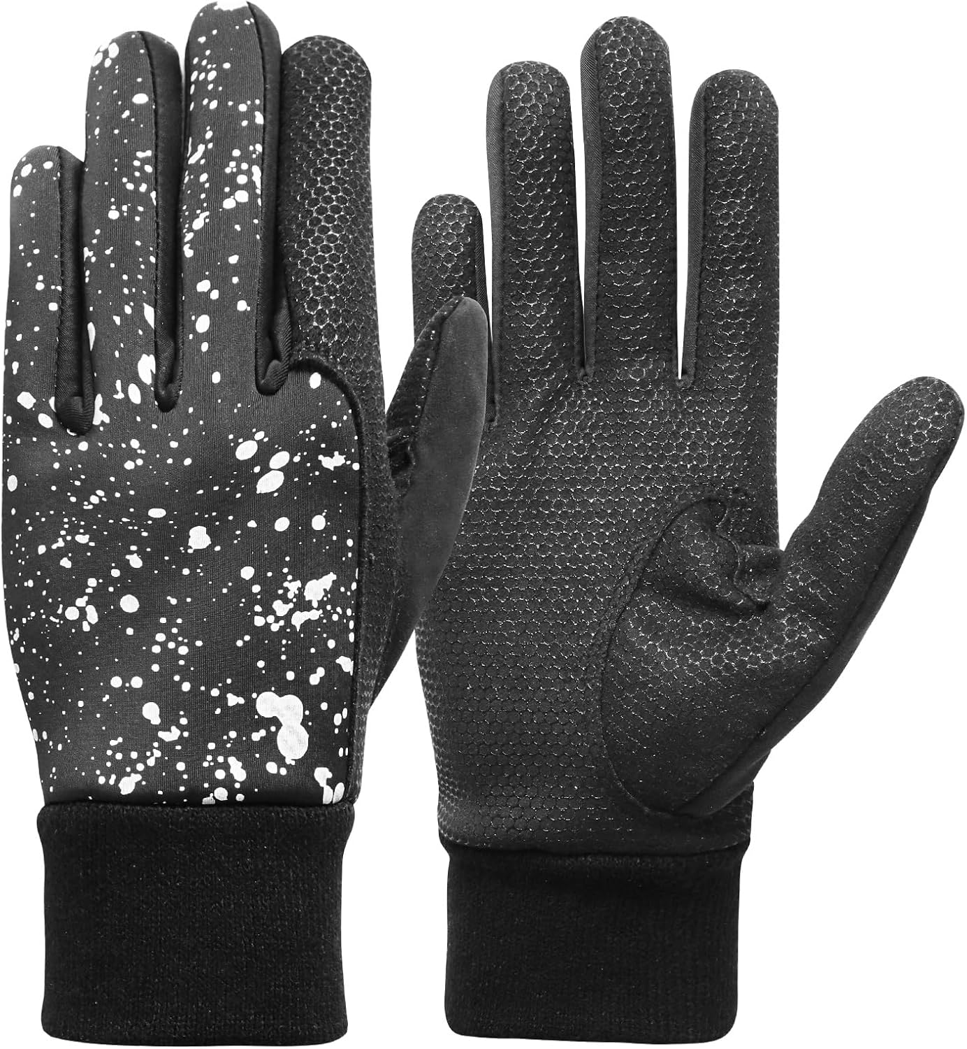 FINGER TEN Winter Golf Gloves Men for Cold Weather Upgraded Silicone Palm Windproof Warm Pair, Fleece Lined Stylish Lightweight Thermal Gloves