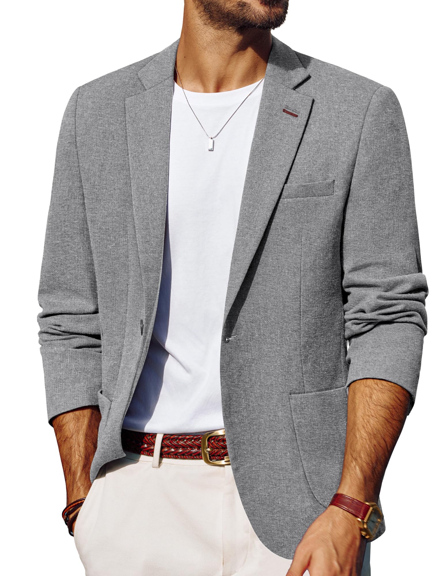 PJ PAUL JONES Sakko Herren EIN Knopf Sommer Leinen Blazer Sportlich Leichte Jackett