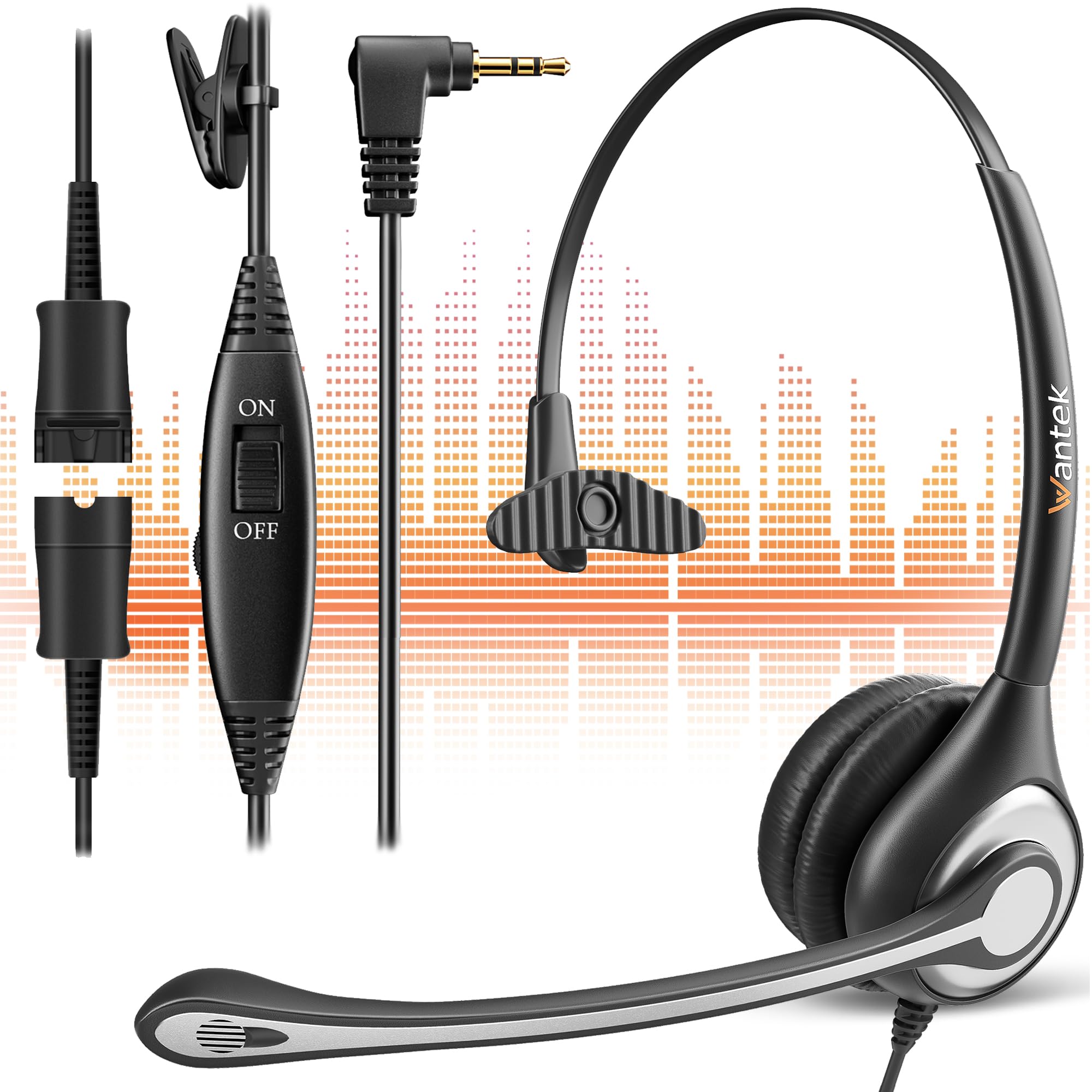 Wantek Phone Headset With Microphone Noise - View #11