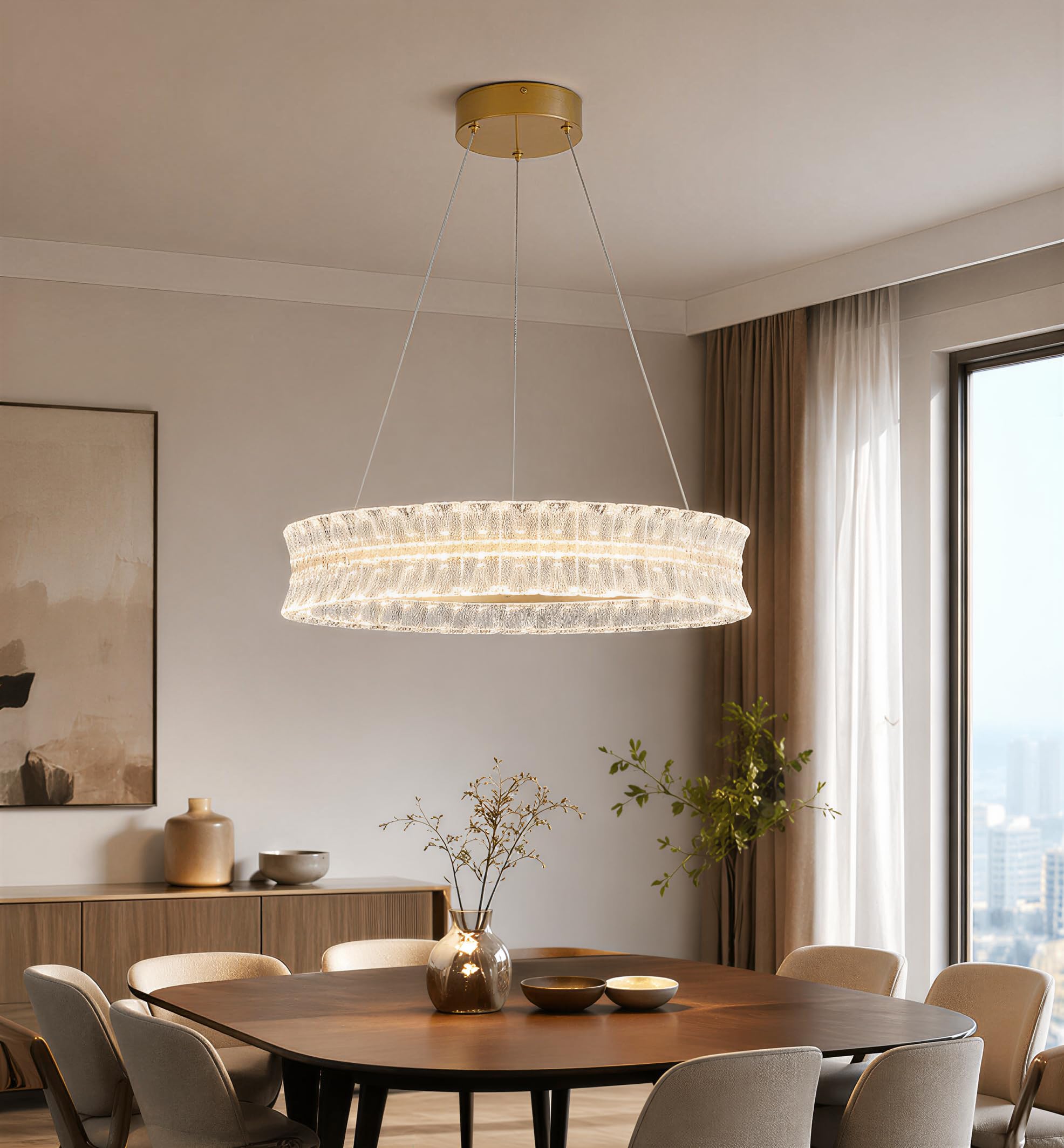 Photo 1 of BESTWEST Modern LED Crystal Chandelier, 23.6" Round