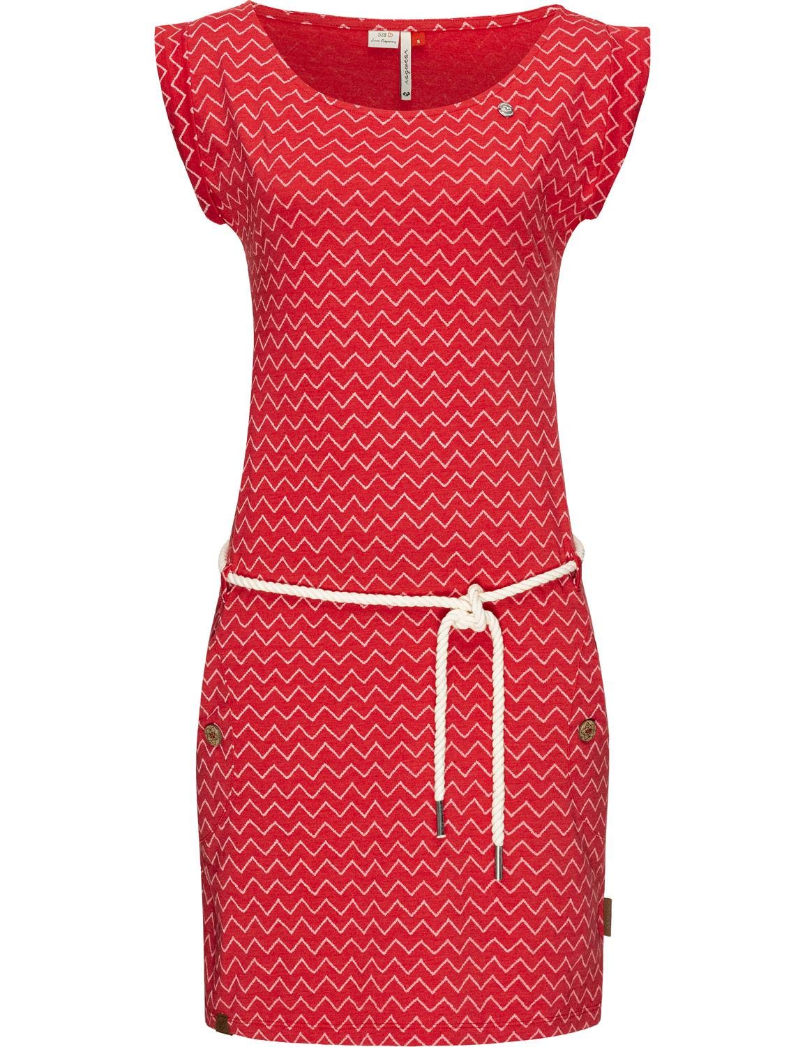 Ragwear Damen Baumwollkleid Jerseykleid Sommerkleid Strandkleid Tag Zig Zag XS-XL
