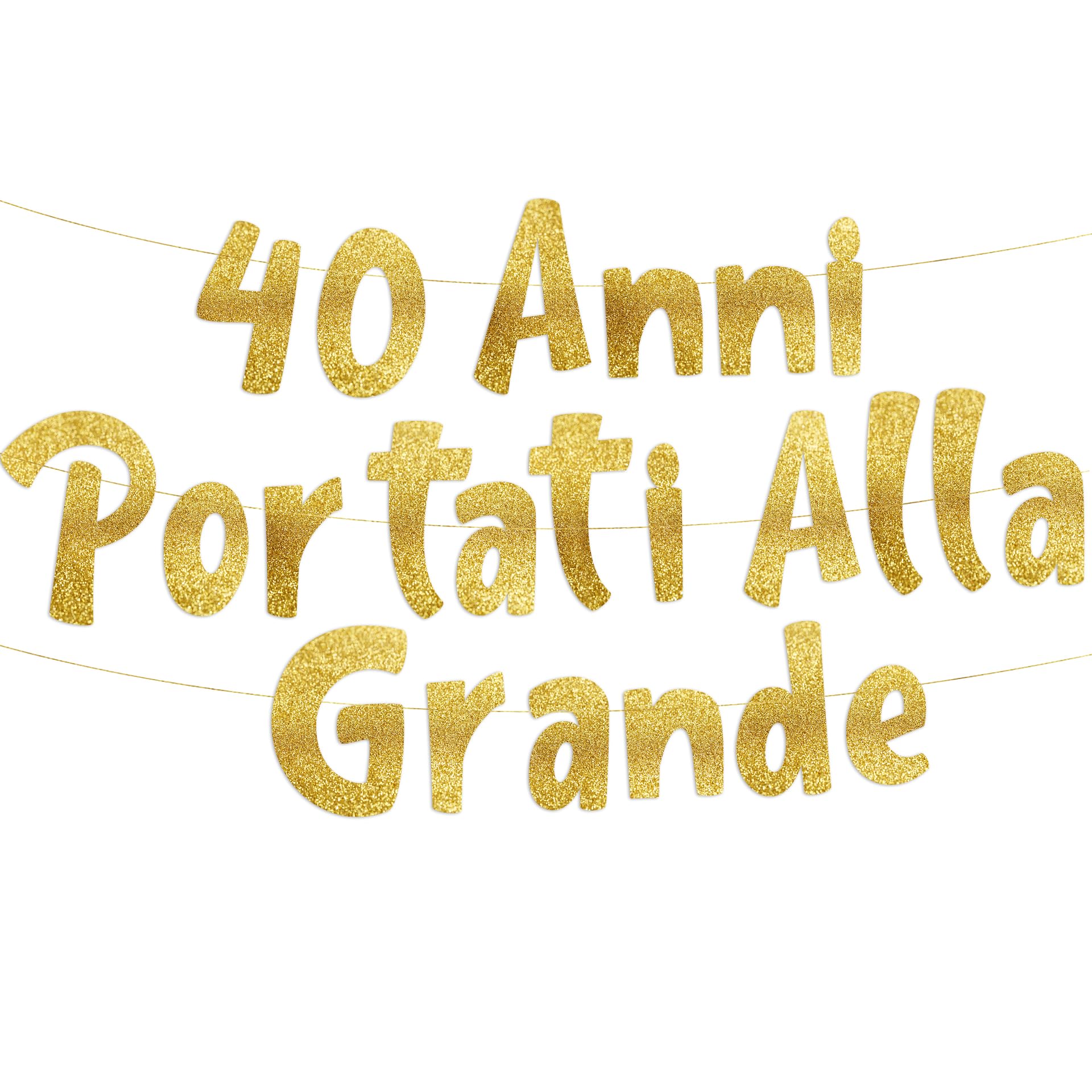 Striscione "20 + 20" Glitter Oro - Decorazione Per 40° Compleanno, Lunghezza 1.3 Metri - Foto 5