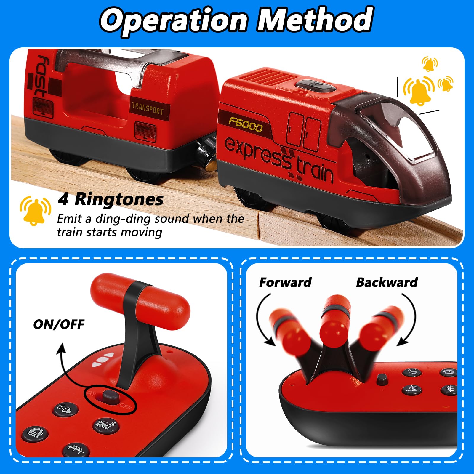 1 Set Trenino Elettrico per Bambini, Locomotiva ad Azione a Batteria con Telecomando, Connessione Magnetica, Giocattolo Compatibile con Brio, Thomas, Chuggington, Età 3+