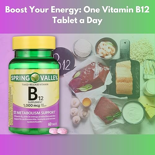 Miniatura 3 de Spring Valley B12 1000 mcg-metilcobalamina liberación temporizada 60 tabletas, (1) Set con estuche Fusion Shop Store Week (1)