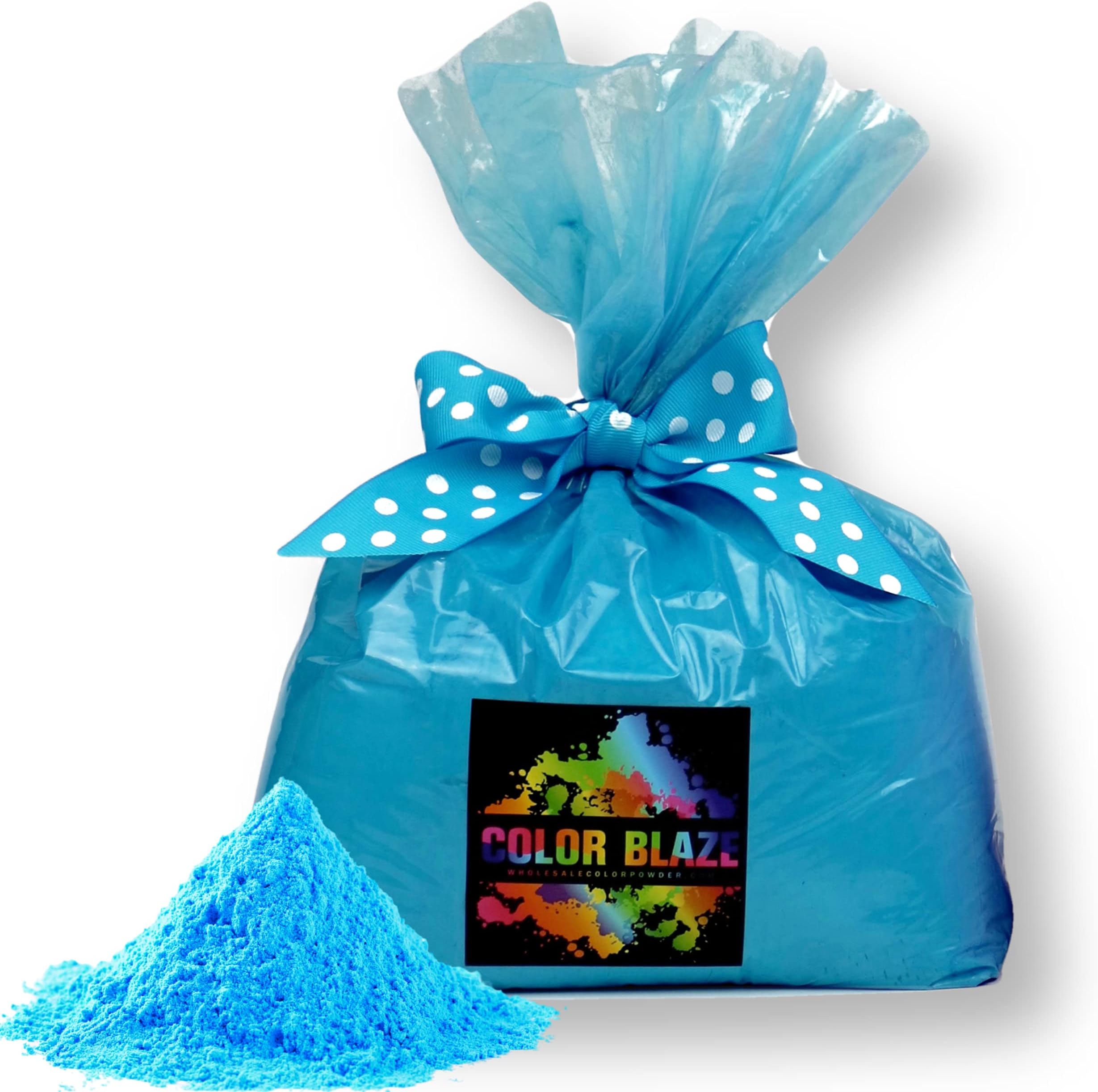 Color Blaze Holi Colored Powder - 5 lbs of Blue Powdered Color - for Fun Runs, Color Toss, Rangoli, Powder War, Backyard Party & Festivals - Pack of 1 Colorful Bag - 5 Pounds in Bulk - Blue